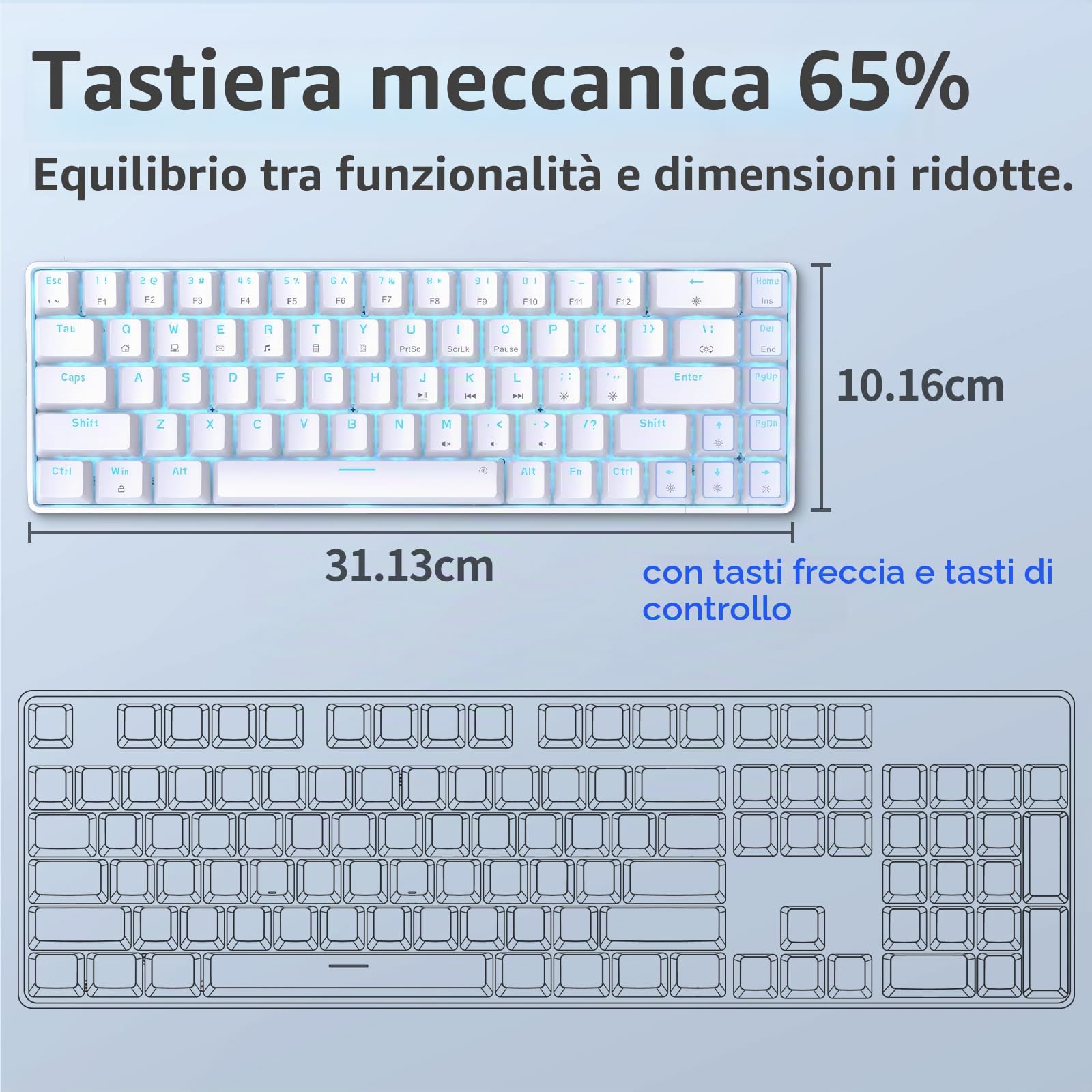 TMKB 68SE 65% Tastiera Meccanica Bianco Blu Interruttore