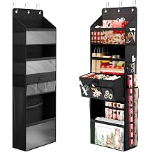 WERNNSAI Over Door Wrapping Paper Organizer Storage with Removable Drawer | Multi-Purpose Wrapping Paper Organizer Storage for Gift Bags, Paper, Ribbons, Bows, Ornament and Other Tools