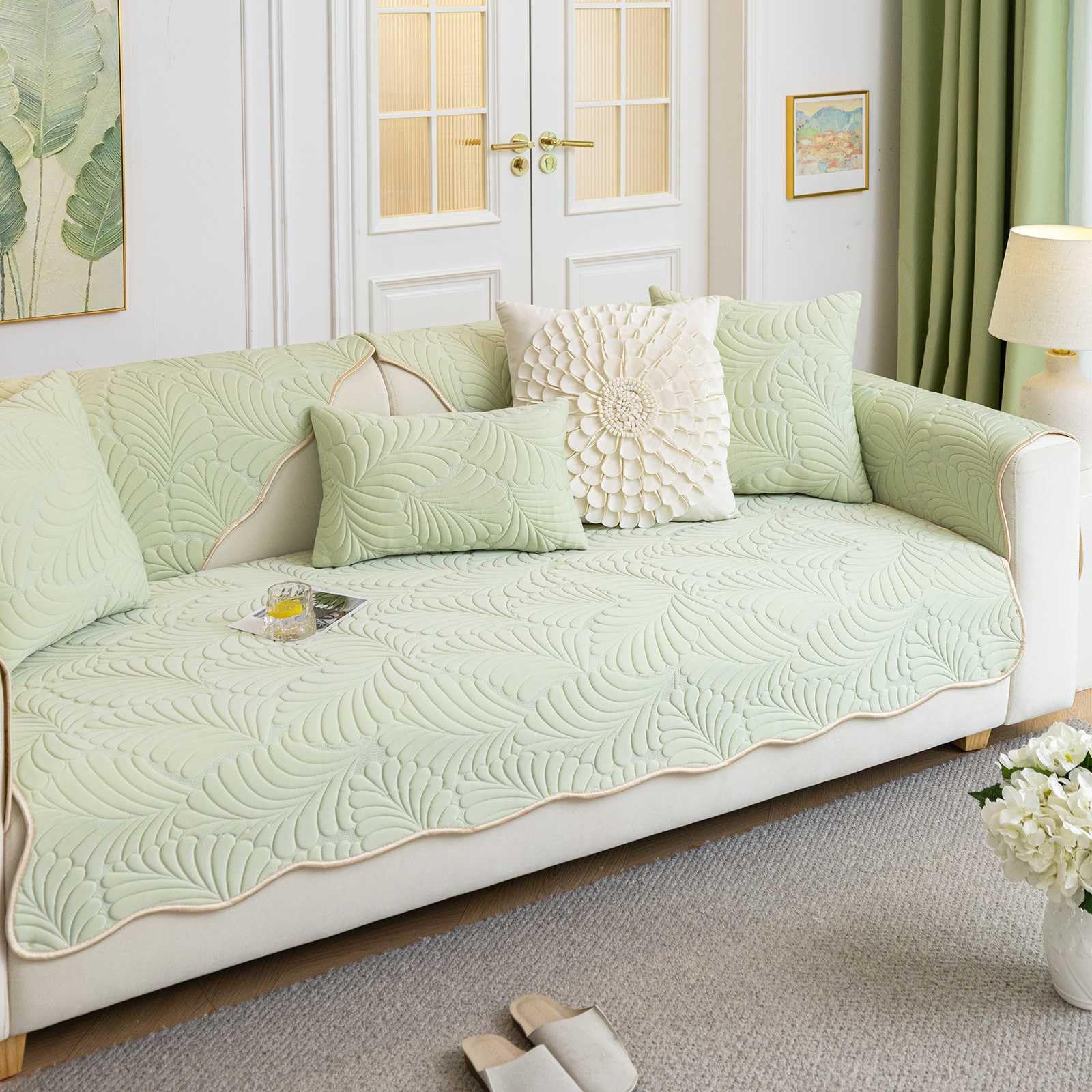 Protection de meubles en forme de L et housse de coussin de canapé antidérapante