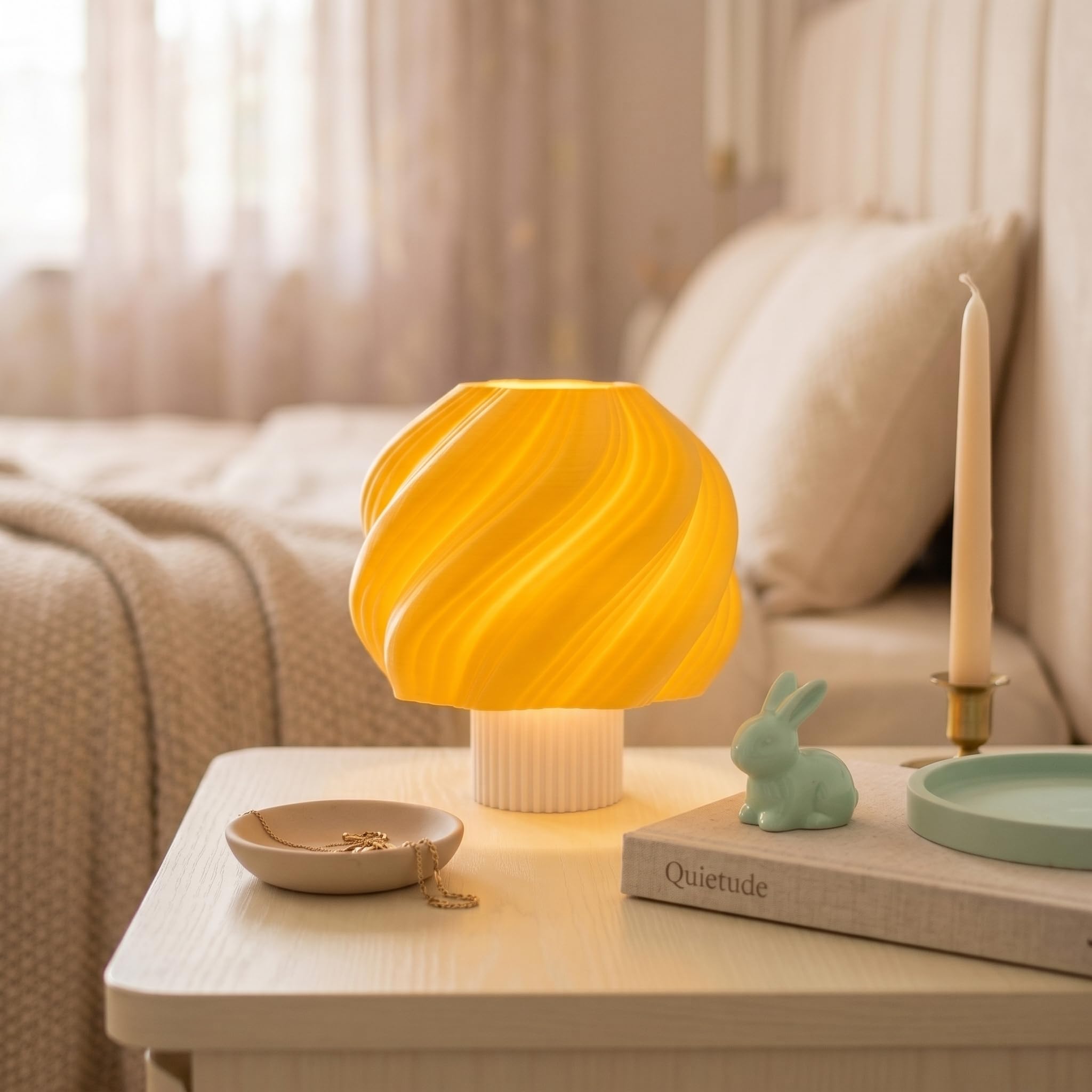 sundae mini lamp | 3d printed bedside lamp for bedroom, desk & study table | aesthetic mood light | lemon yellow