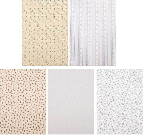 Kisangel Pegatinas de pared para casa de muñecas, 5 hojas, tableros de piso de casa de muñecas, papel tapiz para casa de muñecas, tarjeta adhesiva