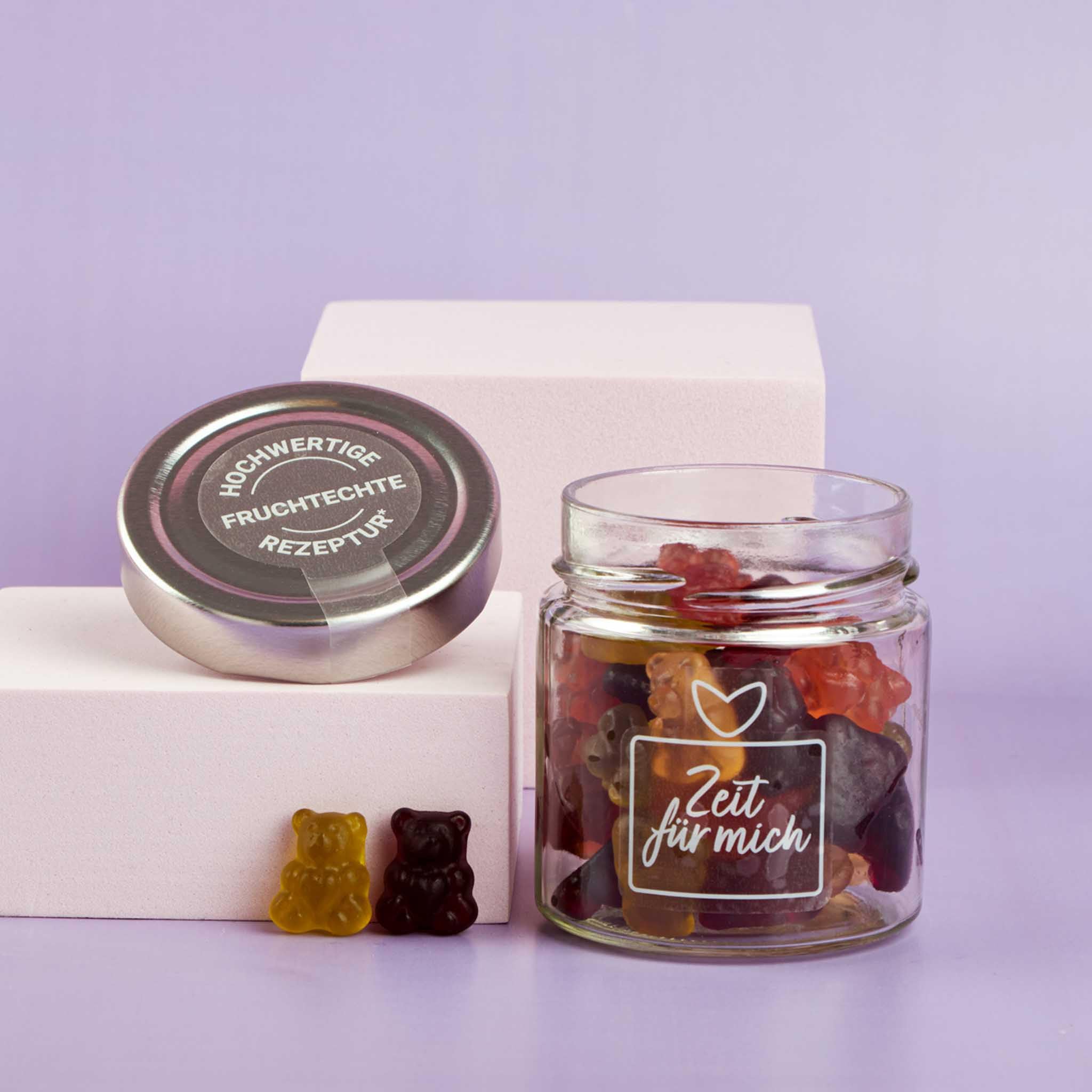 Vegan Fruchtgummi Geschenkglas Zeit für mich 120g | Geschenk für die Liebsten | Das Mitbringsel für deine Freunde | Muttertag | Geschenk für die beste Freundin | Me time