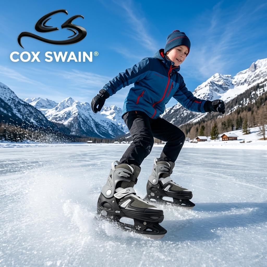 Cox Swain Push 2in1 Inliner & Schlittschuhe - Größenverstellbare Kombi Skates & Eislaufschuhe für Kinder, Mädchen, Jungen, Damen & Herren - Edelstahlkufen, PU-Rollen, ABEC 7, Gr. 29-32 bis 43-46