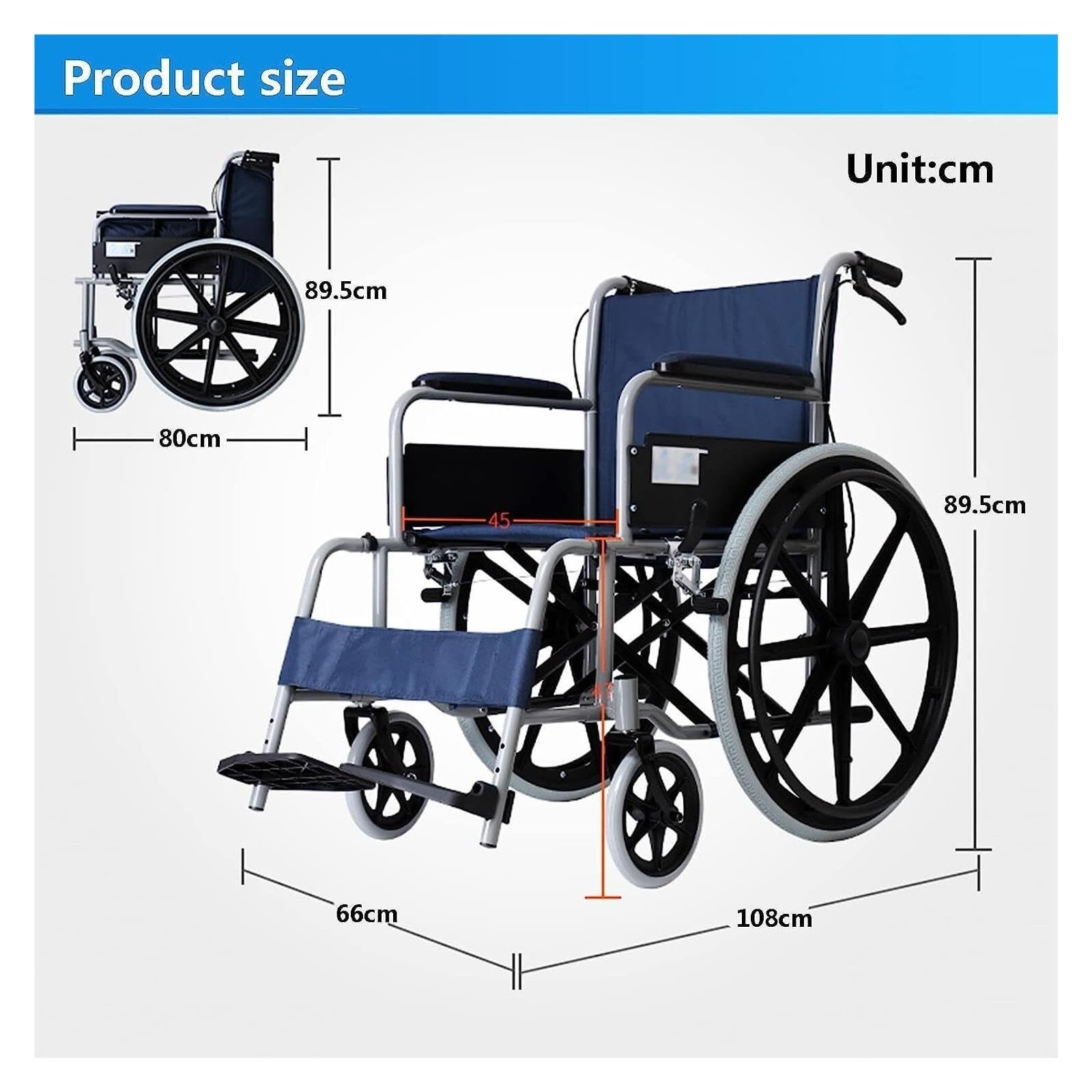 Sedia a rotelle pieghevole, leggera, autospinta, seduta 46 cm