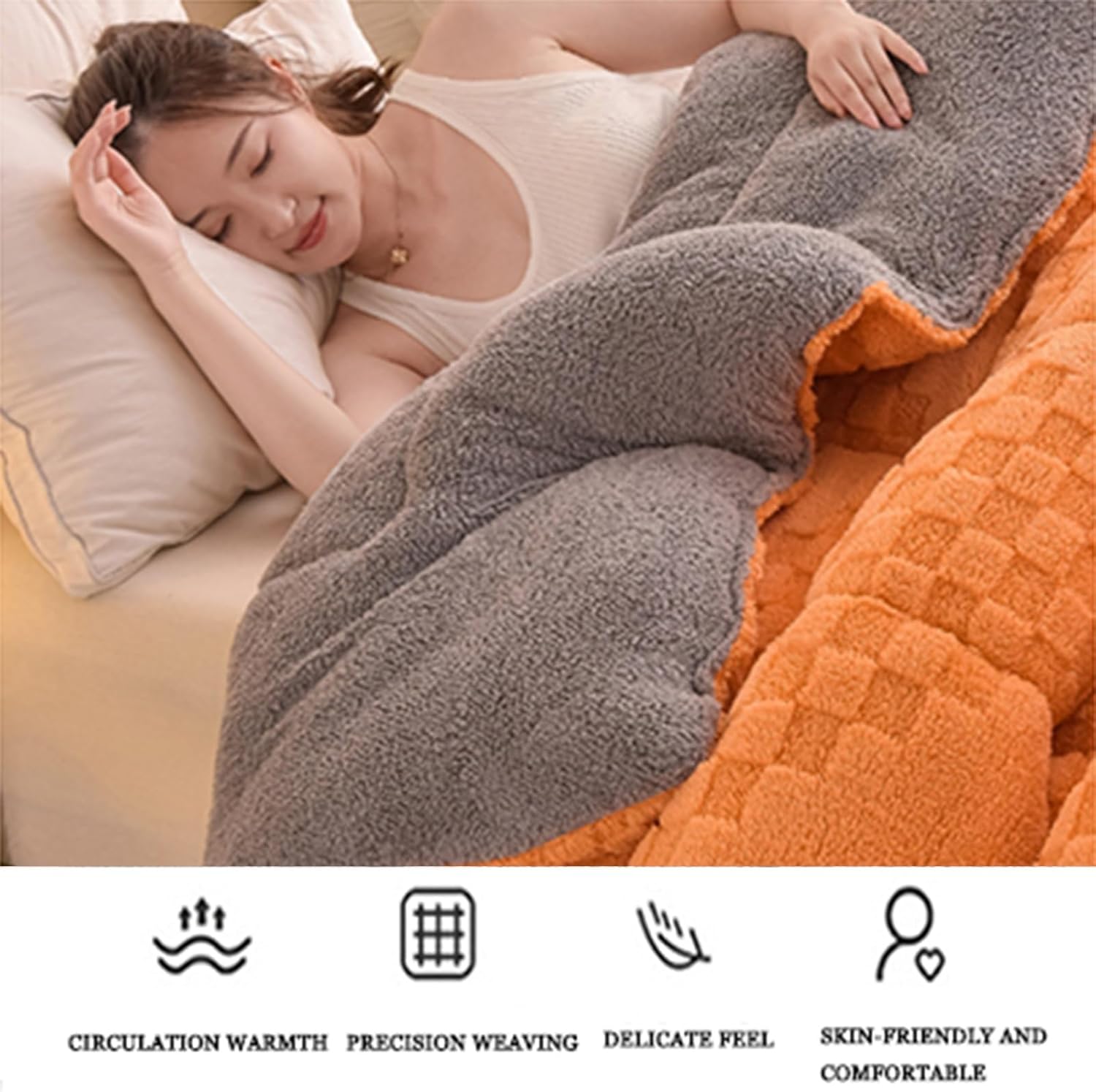 Thick and Warm Double-Sided Fleece Duvet, Winter Duvet, Solid Colour Down Duvet, Thick Core Winter Duvet (E, 150 x 200 cm/2.5 kg)