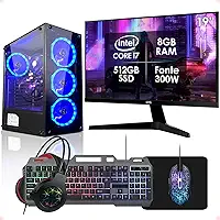 PC Gamer Completo Intel Core i7 8GB SSD 512GB Monitor 19" Fonte 300W Kit Gamer Strong Tech