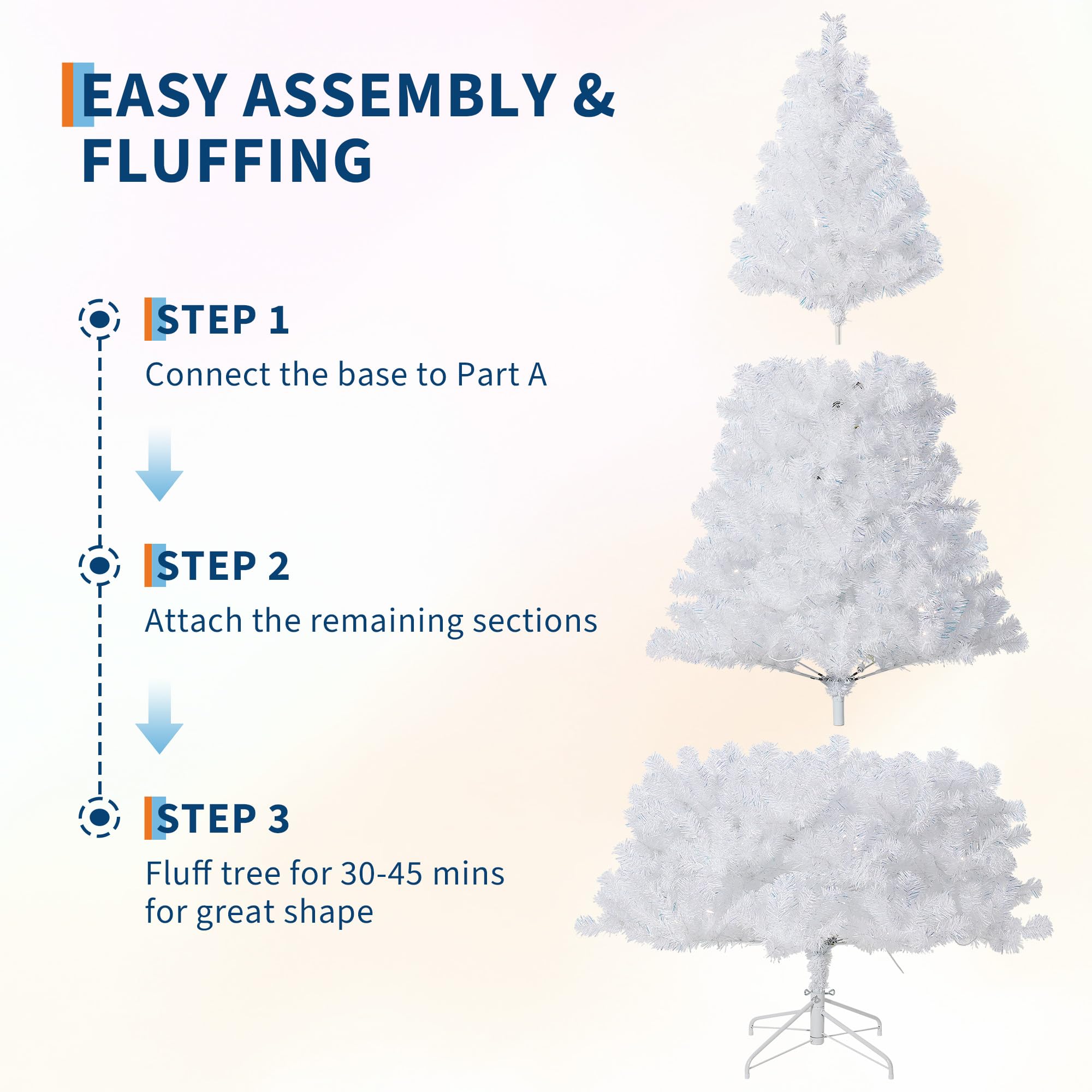 GarveeHome Sapin de Noël artificiel pré-éclairé de 1,4 m avec lumières LED blanches chaudes et support en métal, décoration de Noël artificielle pour la maison, le bureau, les fêtes