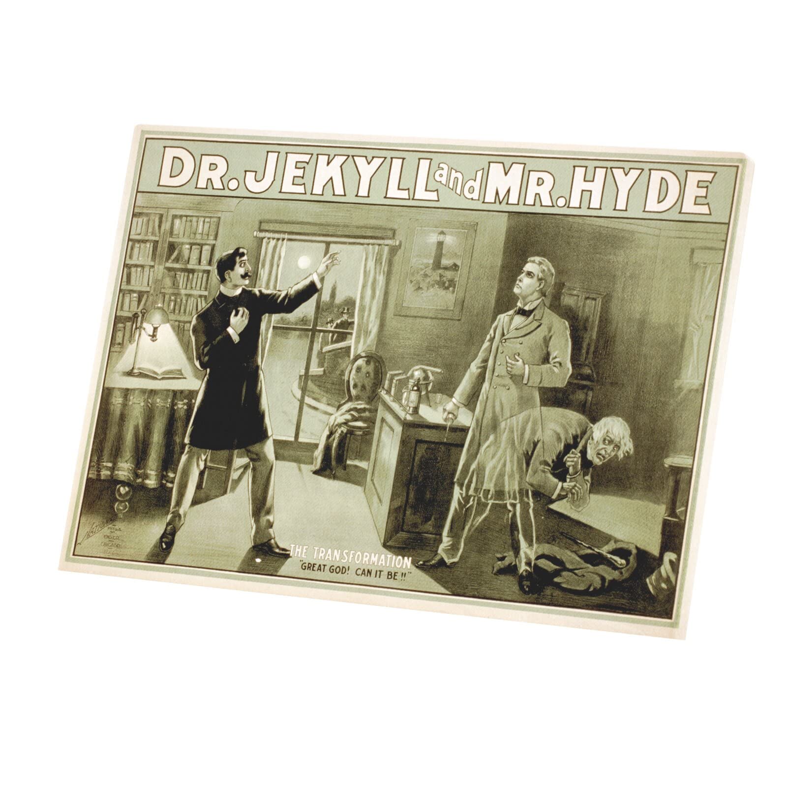 Tableau cinéma Dr Jekyll : gravure transformation rétro haute qualité