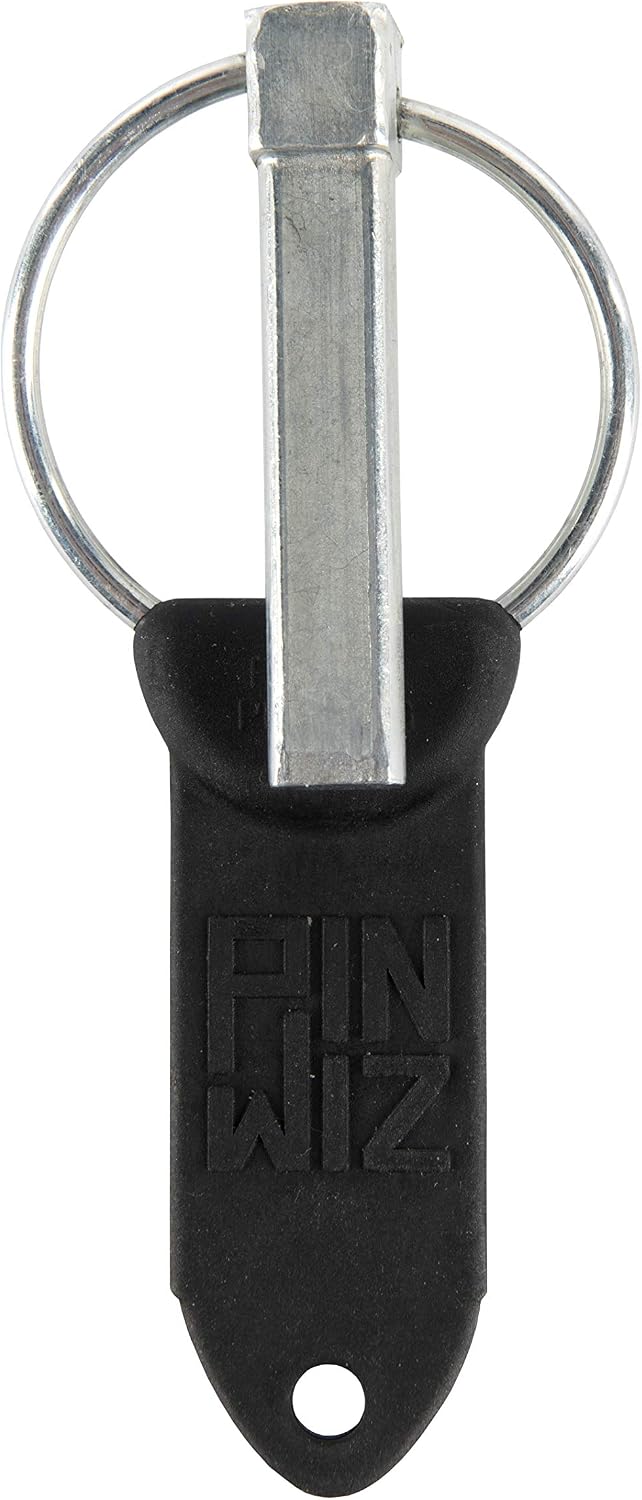 Pin Wiz Trailer Hitch Pins and Clips, Heavy-Duty Trailer Hitch Clips, Hitch Pins, Linchpin, D Pin, Square Pin & Locking Pin with Rubber Grip to Save Your Knuckles, D Pin, 4" Locking Pin, Silver/Black