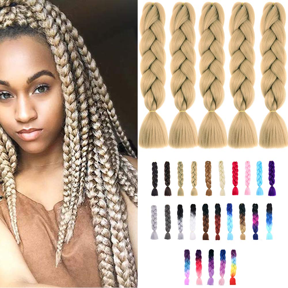 24inch Jumbo Braids Hair Extensions Ombre Braiding Hair Synthetic 3Pieces/lot Crochet Twist High Temperature African Box Braids, Sapphire Blue — view 67