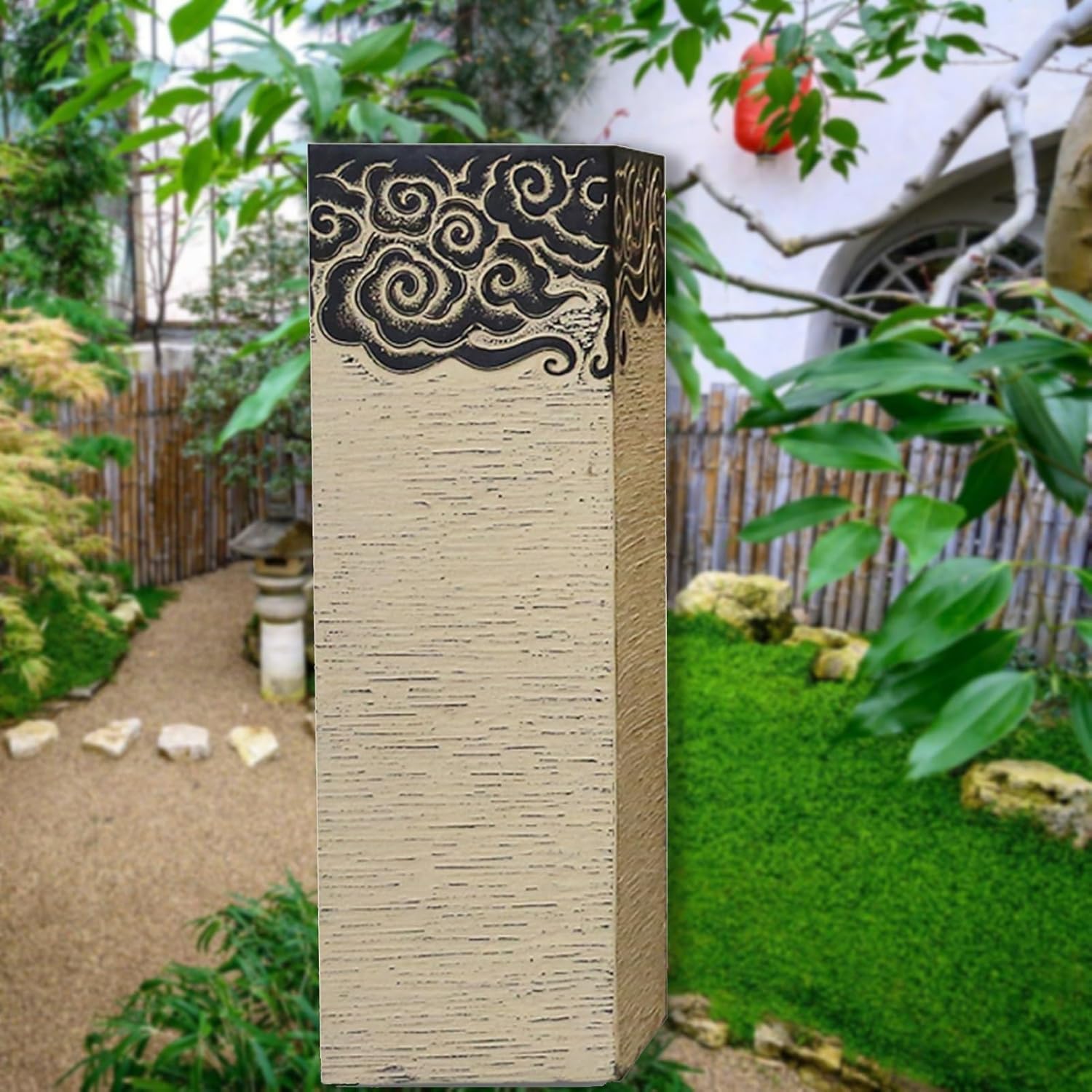 ARCVOX Faux Stone Statues for Home Decor, Xiangyun Pedestal Column Plant Stand, Zen Pagoda Temple Pillar Home Garden, Decorative Column Artistic Ornament (Size : 35.4in)