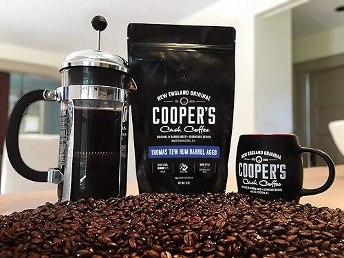 Miniatura 4 de Café envejecido en barril de ron  Granos de café de origen único de Ruanda añejados en barriles Thomas Tew RUM  Bolsas de 12 onzas, café molido