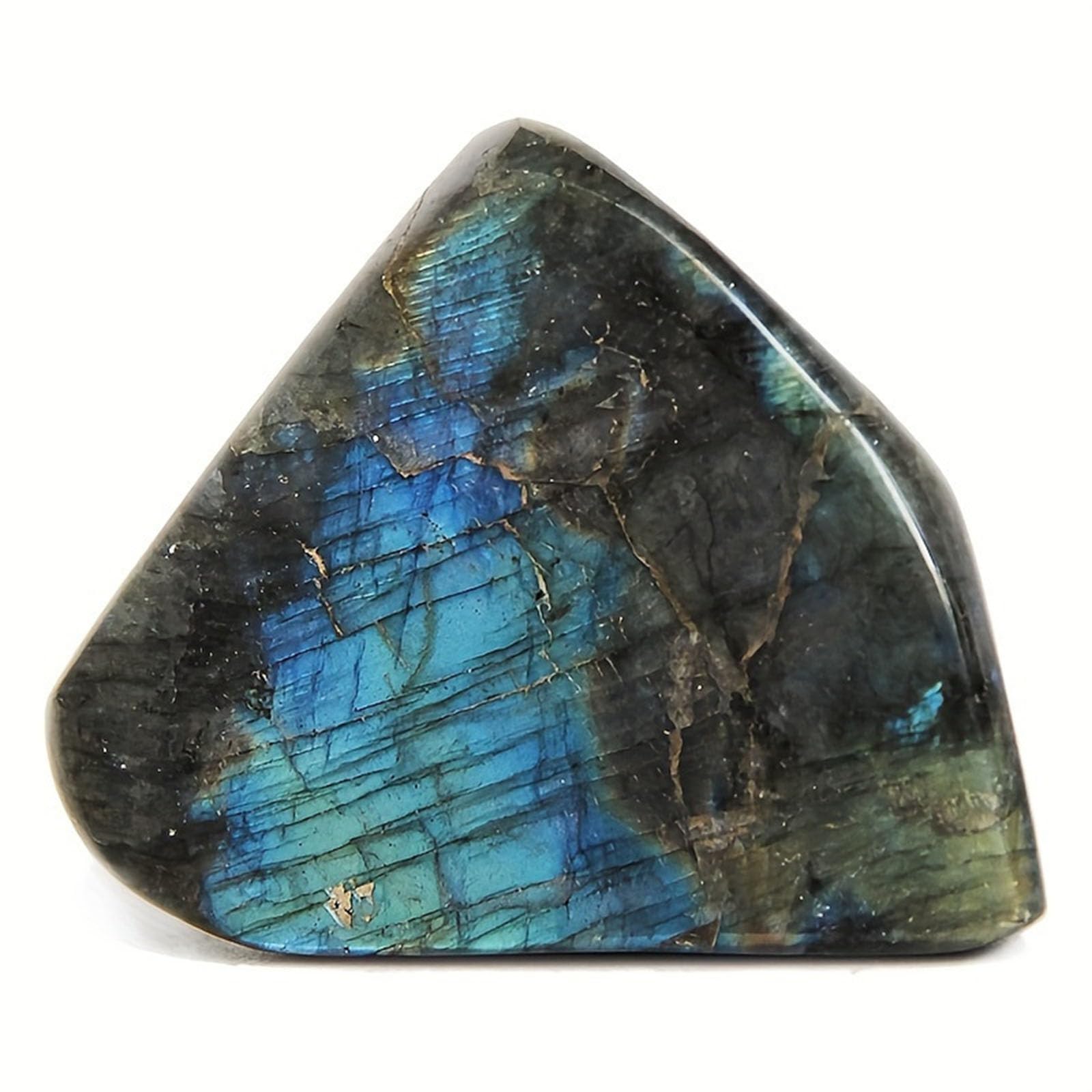 AUOQKQUT Irregular Polished Blue Labradorite Gemstone, Freeform Crystal Stone, for Gift Home Office Table Decor,700~750g