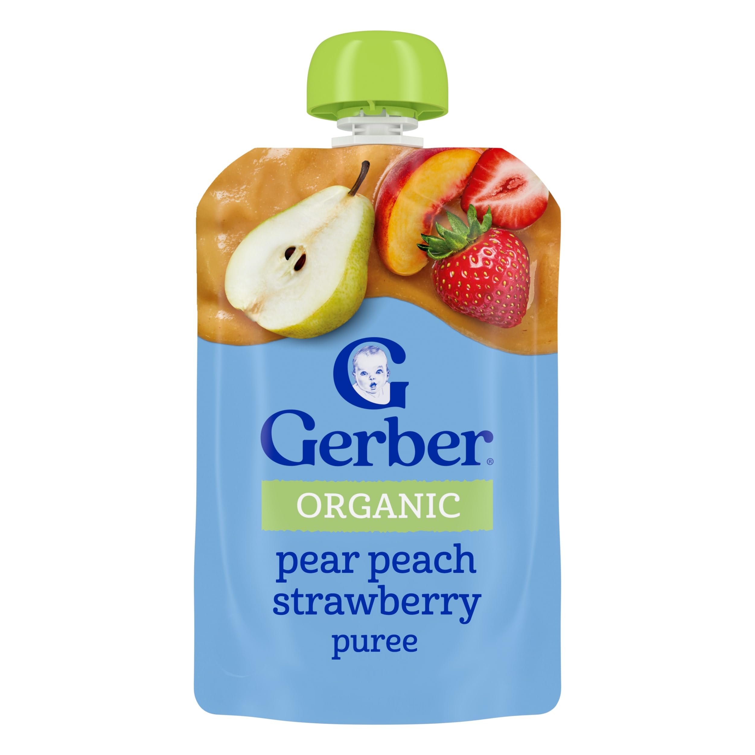 Gerber 2Ndf Organic Pear Peach Strawberry, 99 Gm, large