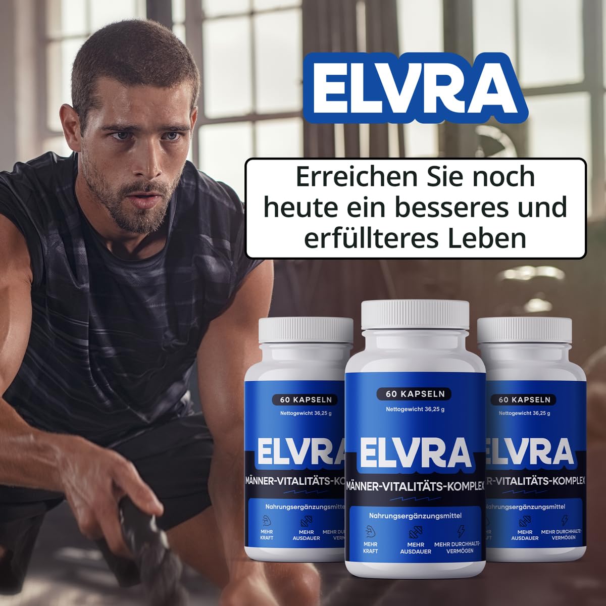 Elvra Maca Kapseln hochdosiert Cordyceps L-Arginin Ginseng Zink – vegan