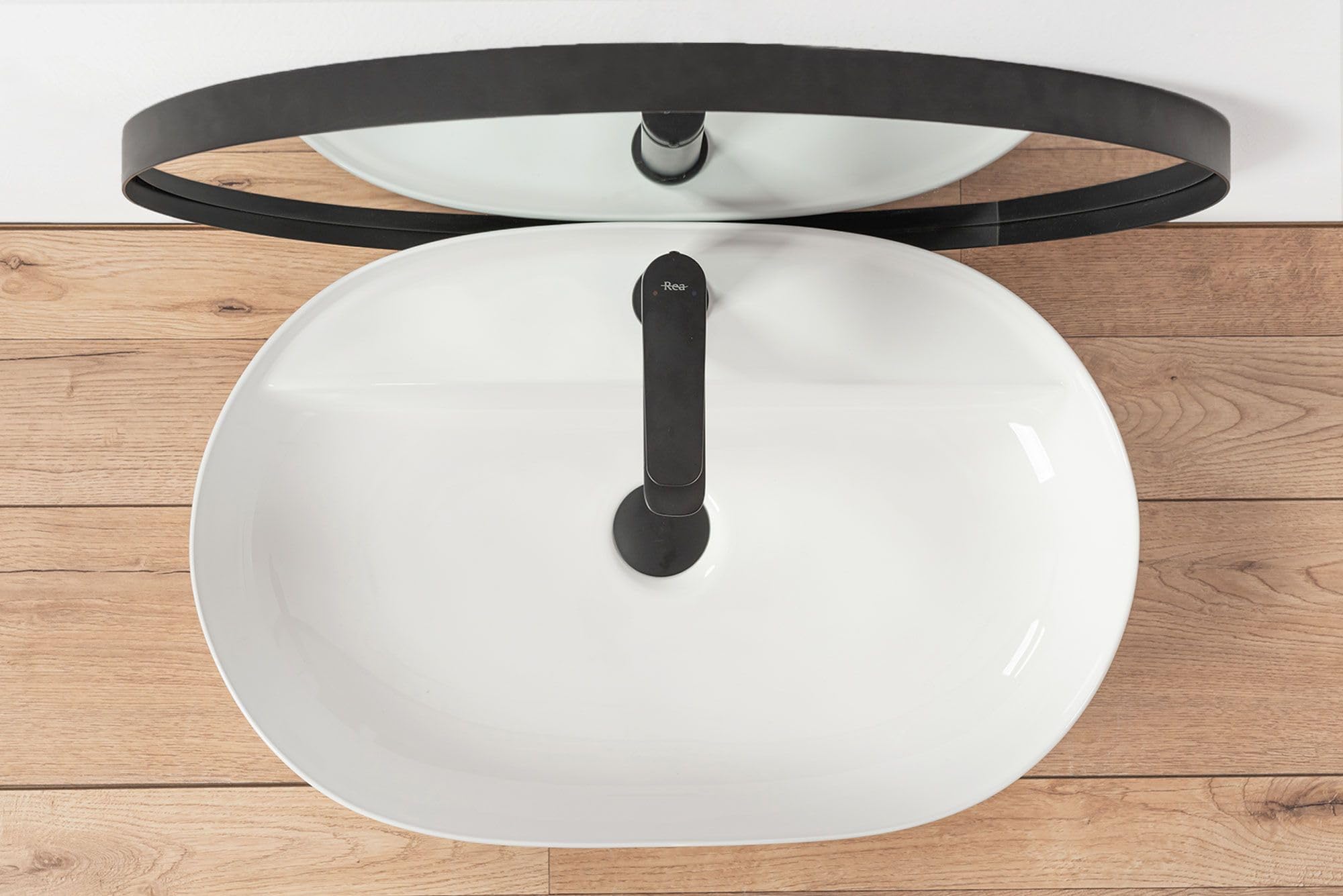 Rea - Lavabo Da Appoggio Ara 61 Lavello In Ceramica Rea - Ovale - Bianco - 40 X 60 cm