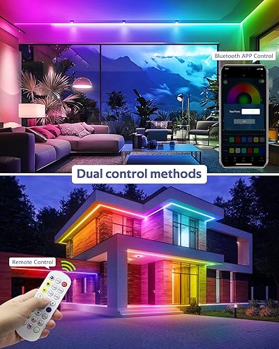 Miniatura 5 de Tira de luz LED inteligente de 100 pies, RGB IC, 1 rollo de 24 V, tira de luces LED direccionables para exteriores, impermeable, multicolor, luces