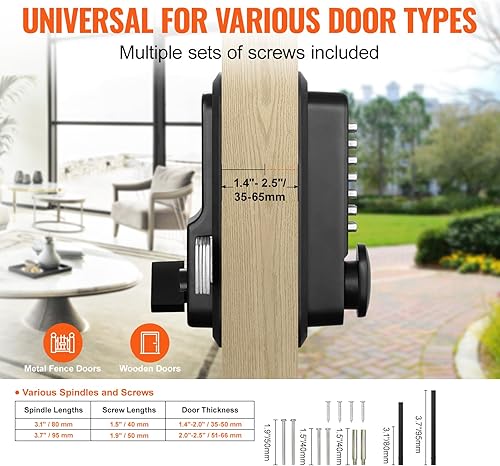 Miniatura 3 de VEVOR Cerradura mecánica para puerta de entrada sin llave, teclado de 14 dígitos, juego de cerraduras de puerta de puerta al aire libre con pestillo