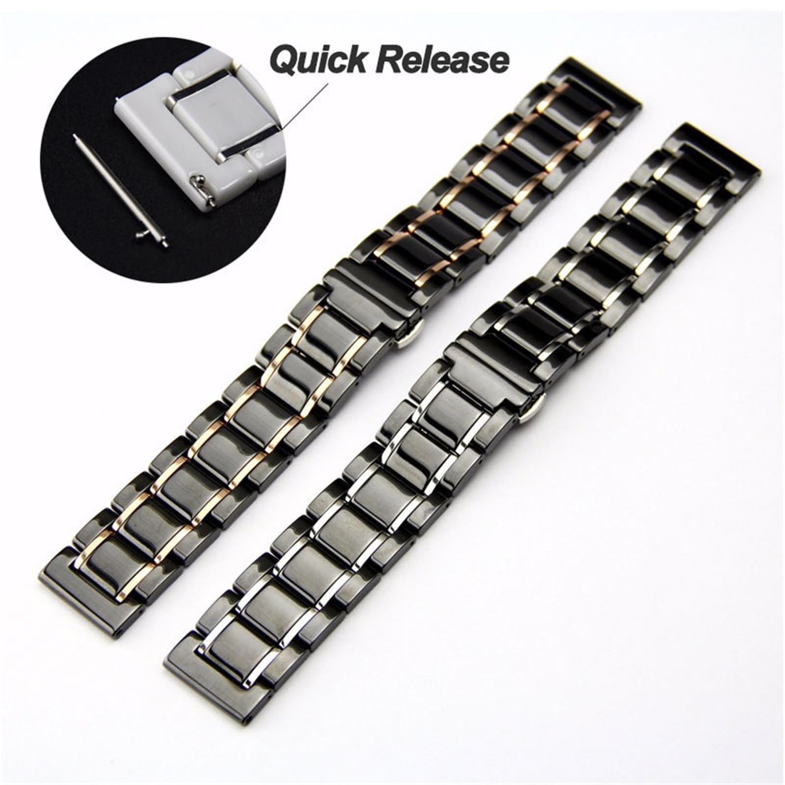 Correa de reloj de cerámica de 20mm y 22mm, pulsera de repuesto adecuada for reloj inteligente, reloj de cuarzo, correa Universal for hombres y mujeres