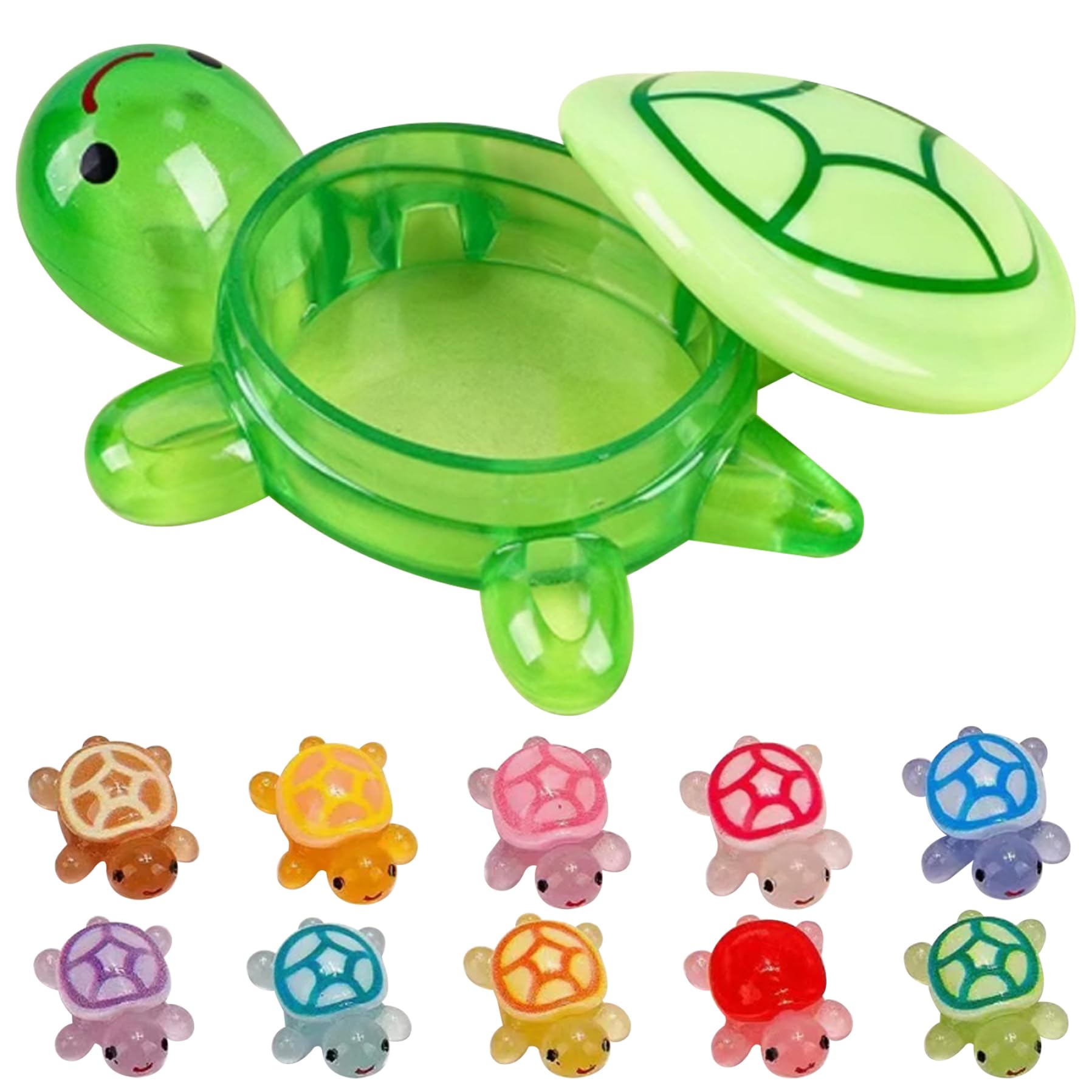 Ngbbby 11PCS Mini Turtle Figurines, Glow in the Dark 3D Resin Turtles, Realistic Mini Animals for DIY Outdoor Garden Yard Lawn Decor