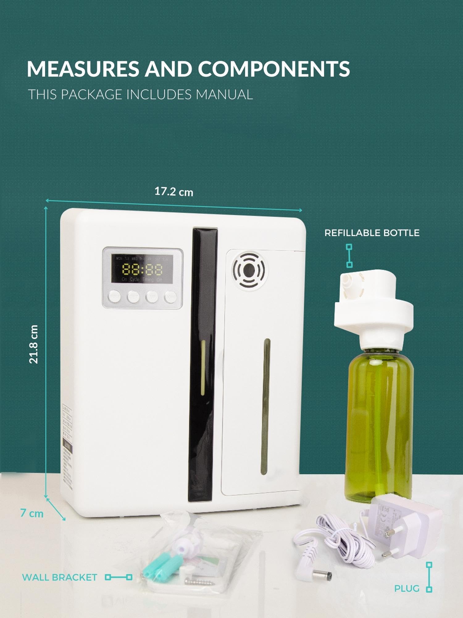Professioneller Diffusor für ätherische Öle. Professioneller Duft-Lufterfrischer für Aromatherapie, Zuhause, Geschäfte. Diffusionsfläche von 50 bis 300 m²