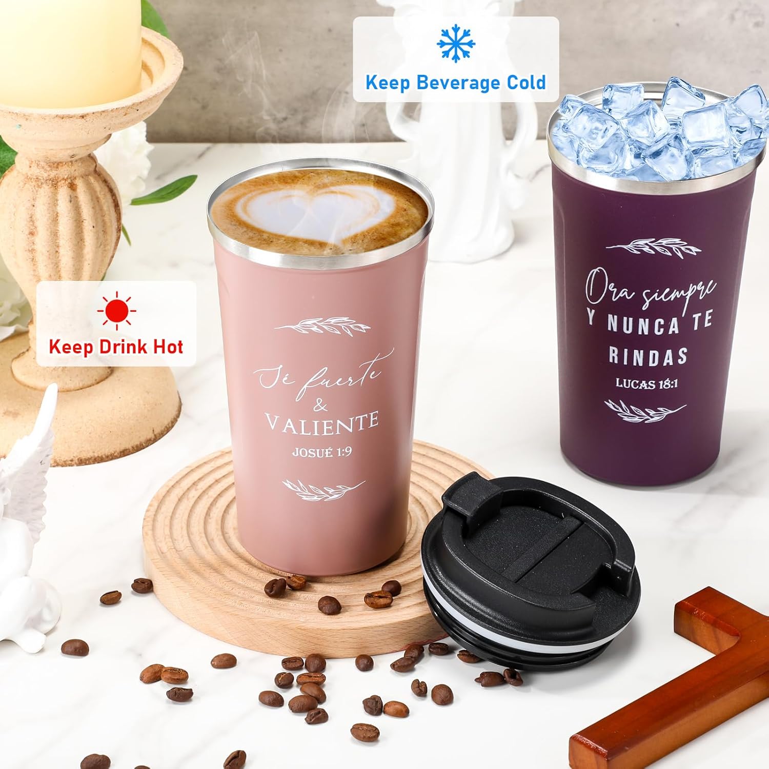 Meanplan 10 Sets Easter Spanish Christian Gifts Bulk Bible Verse Tumbler for Men Women Regalos Cristianos Para Mujer Stainless Steel Christian Mugs 17oz Coffee Cup Religious Church Gifts(Colorful) - Image 4