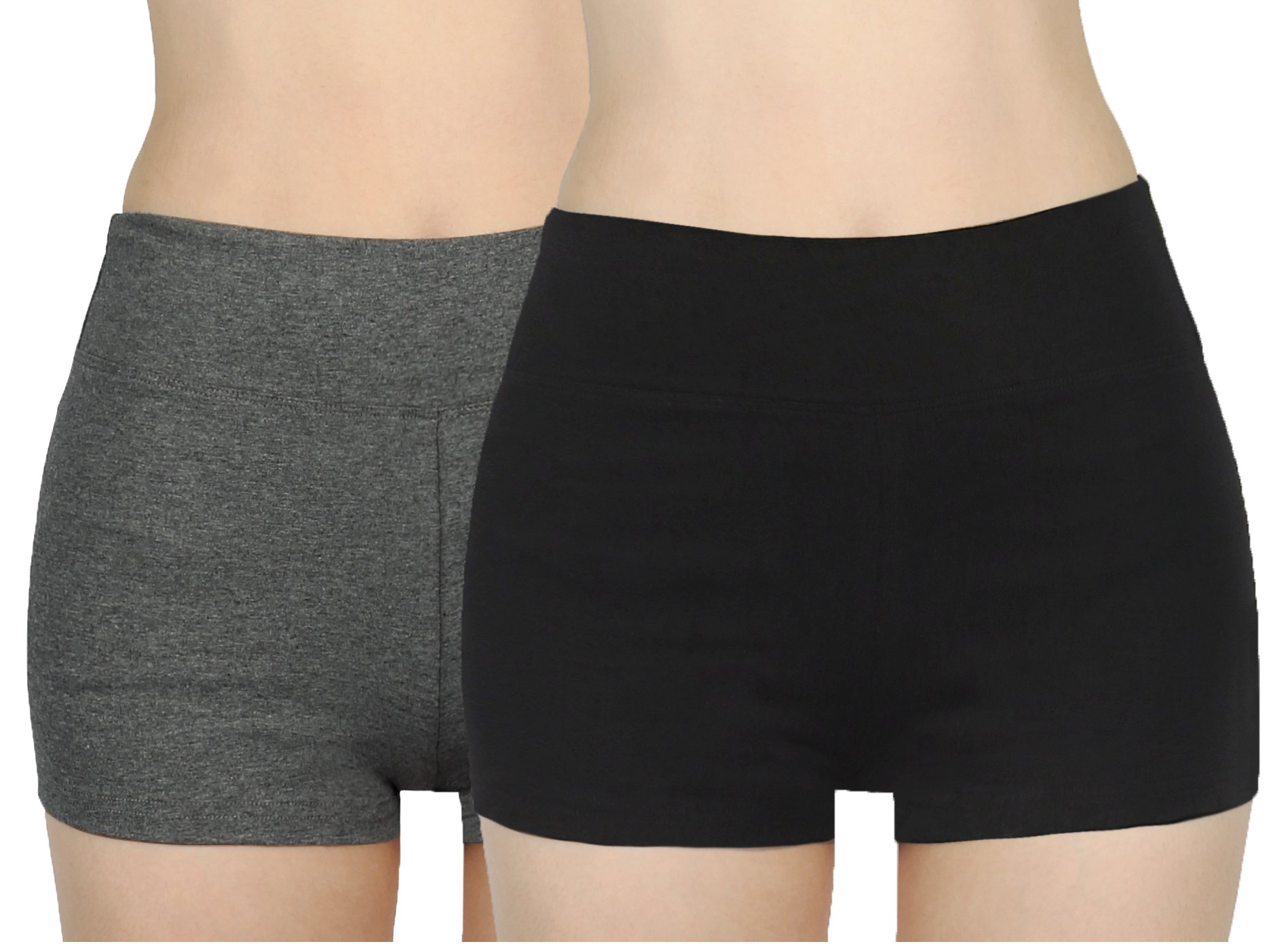 3” Yoga Lounge Shorts for Women, 2Pack, High Waisted, Premium Combed Cotton Blend Breathable, Beat Summer Heat, Squat Proof