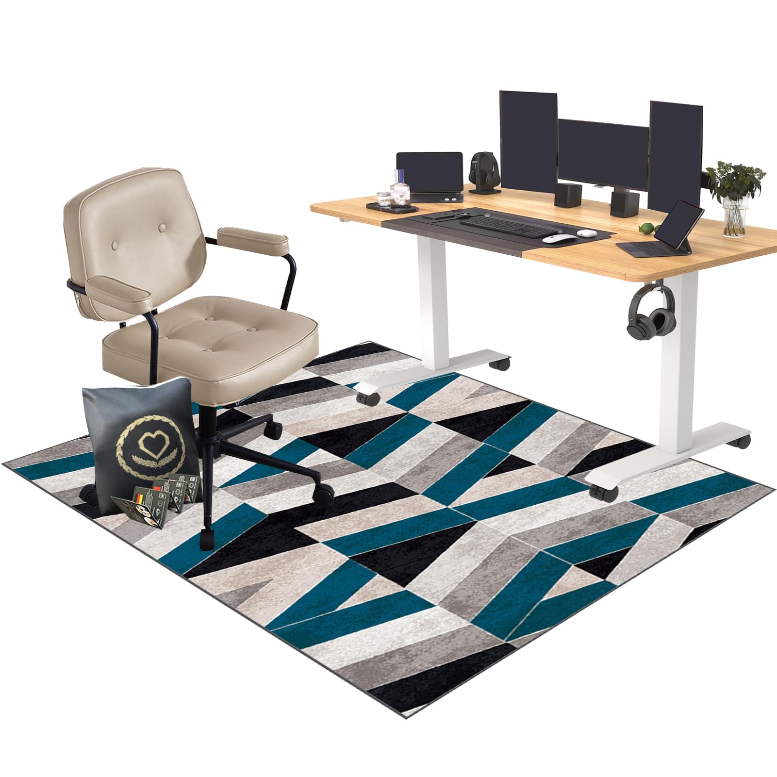 EYKWKB 130 x 150 cm Carpet Protector Chair Mat for Office Chair, Office Chair Mat for Carpet and Hardwood Floor, Gaming Chair Mat, Floor Mat Anti Slip for Home Office Gaming Room, Gaming Rug — image 1