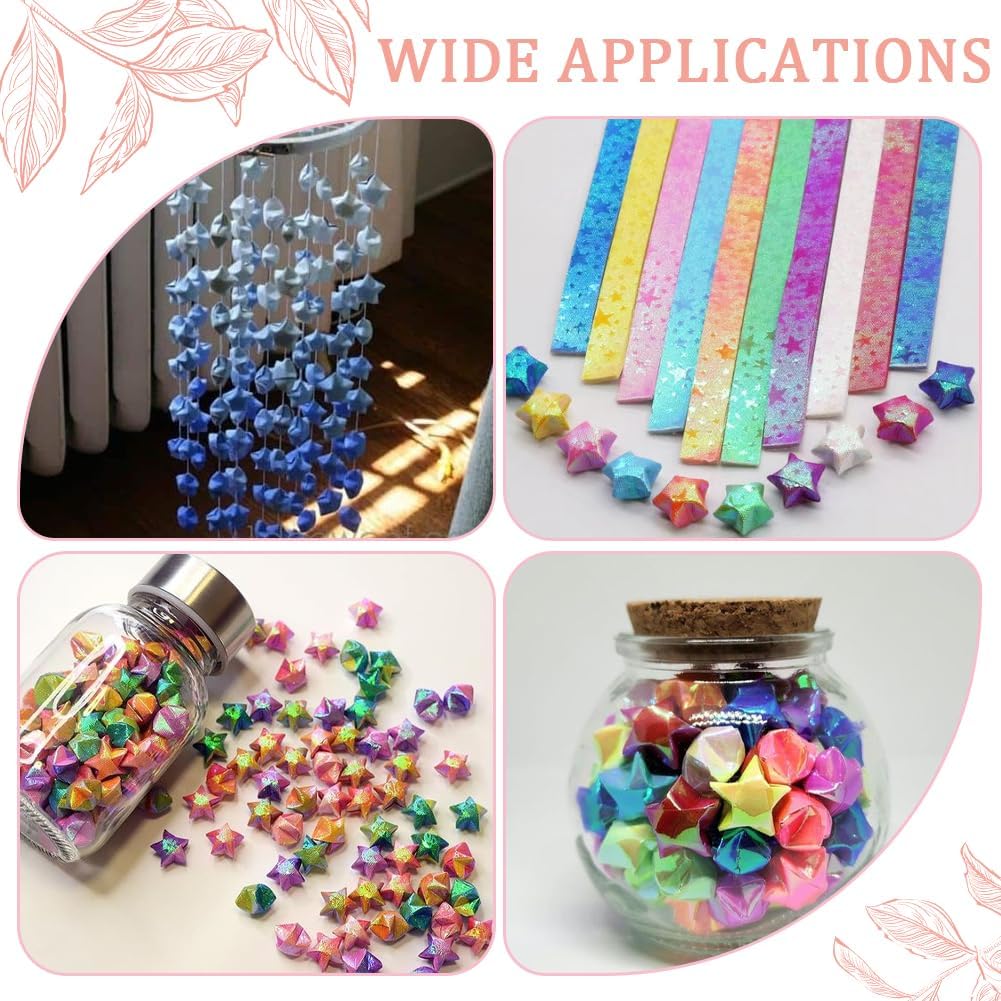 SUNNYCLUE 900Pcs 10 Colors Origami Star Paper Folding Stars Lucky Colorful Glitter Shimmer Rectangle Decoration Origamis Strip for Thanksgiving Christmas Arts DIY Handmade School Teaching Supplies