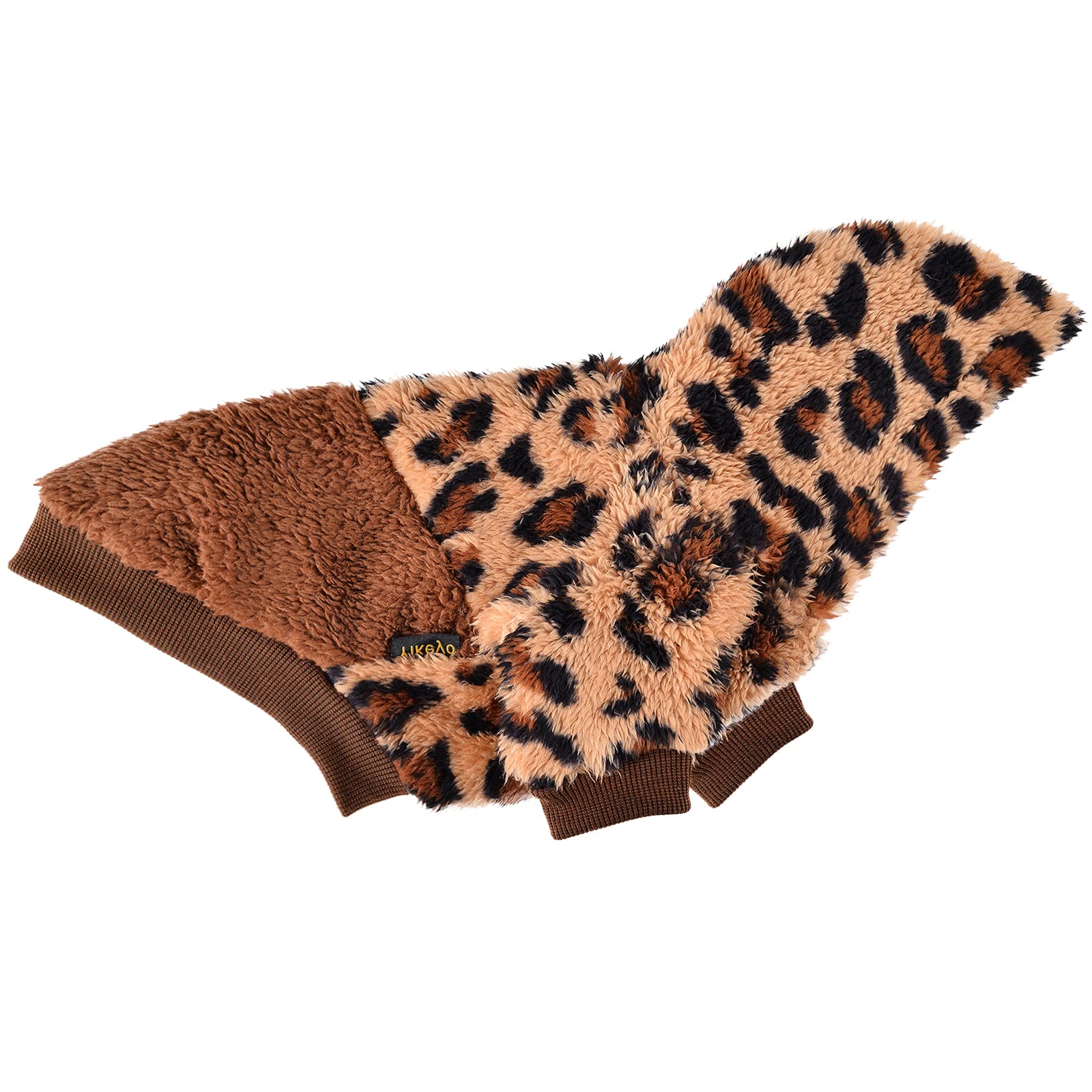 Dog Hoodie, Dog Sweaters for Small Dogs, Fleece Dog Clothes, Cute Warm Puppy Chihuahua Sweater, Pet Doggie Sweater for Yorkie Teacup, Cat Apparel (Leopard, Small)