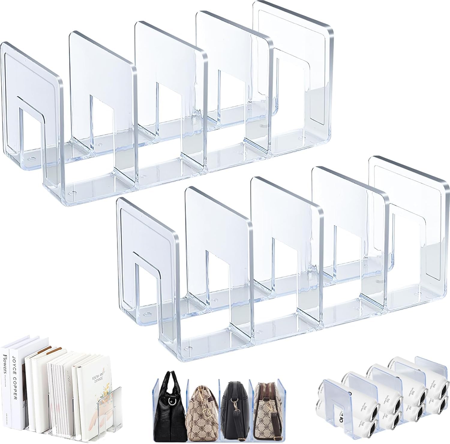 Clear Acrylic File Organizer Rack – Multi-Purpose Adjustable Storage Stand for Books, Magazines, Files, Cutting Boards & Office Supplies (2)-image-17