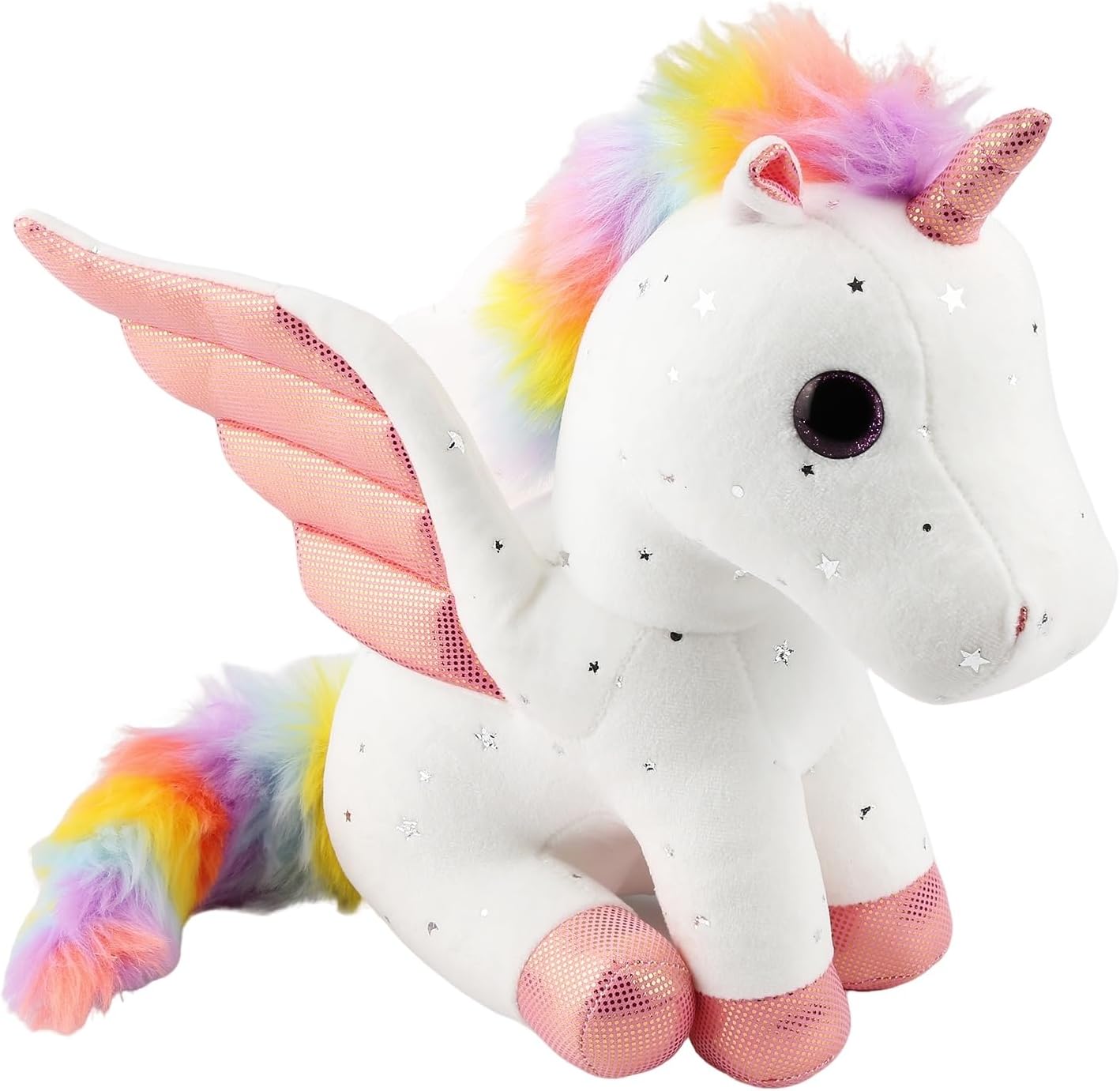 Unicorn Stuffed Animal with Wings, Soft Unicorn Stuffed Animal for Kids Girls Lovers Women, 11.8 Inches Cute Plush Toys Hugging Pillow Plush Animals Gift for Birthday Valentine Christmas Decor White