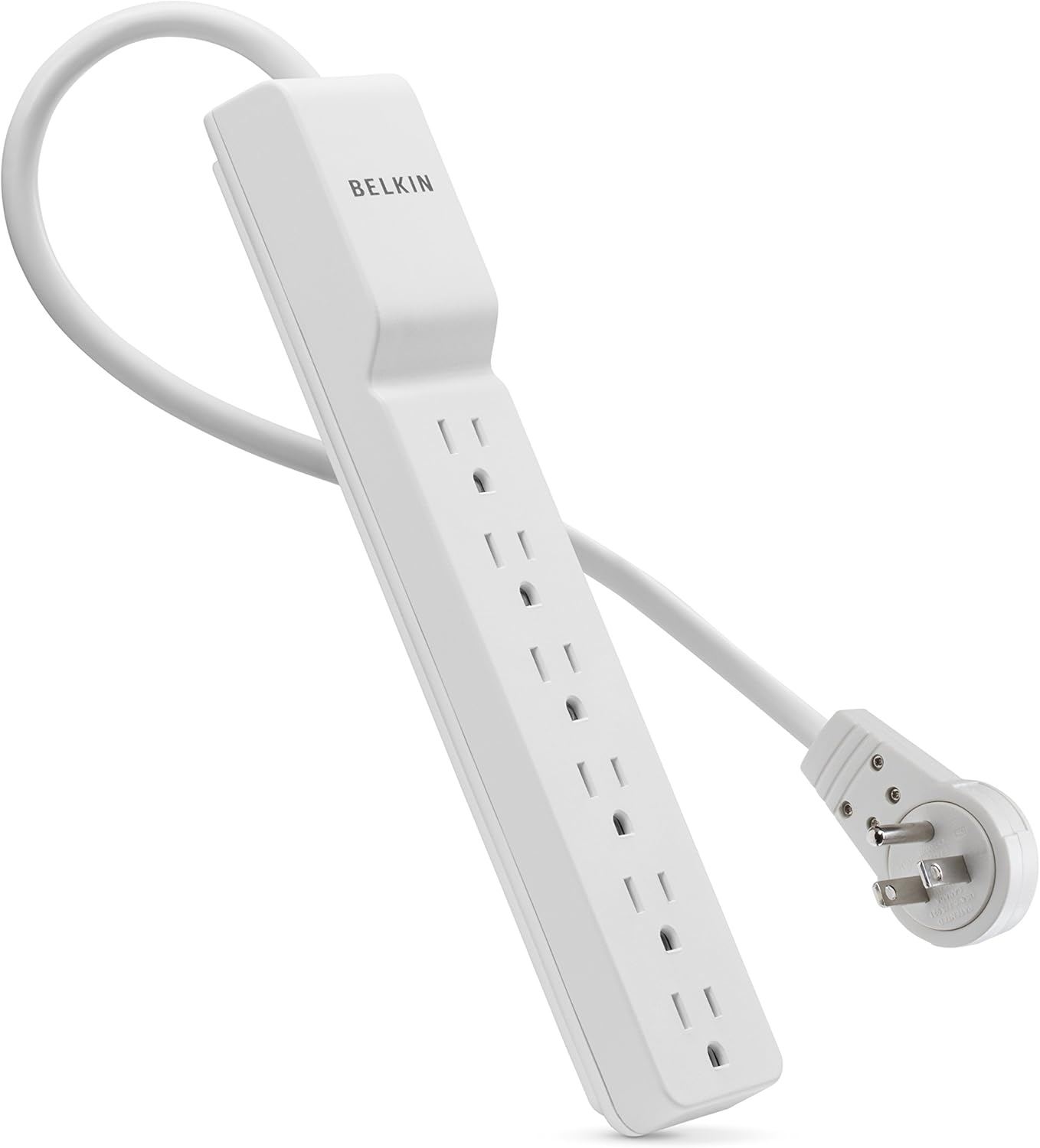 Belkin 6-Outlet Slimline Power Strip Surge Protector, 6ft Cord and Rotating Plug, 700 Joules, White & Wall Mount Surge Protector w/ 3 AC Multi Outlets & 2 USB Ports, 918 Joules