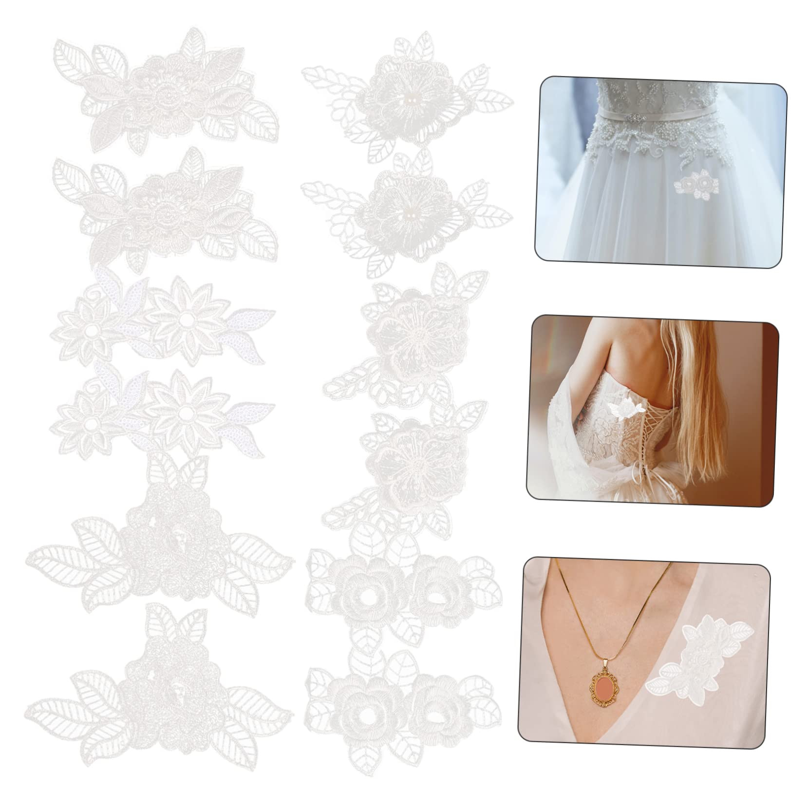 VILLCASE 36stücke Weiße Spitzenblumen Applikationen Eisen Patches Für Kleidung Dekoration Und Nähzubehör Mischstil Für Elegante Outfits Und Bastelprojekte