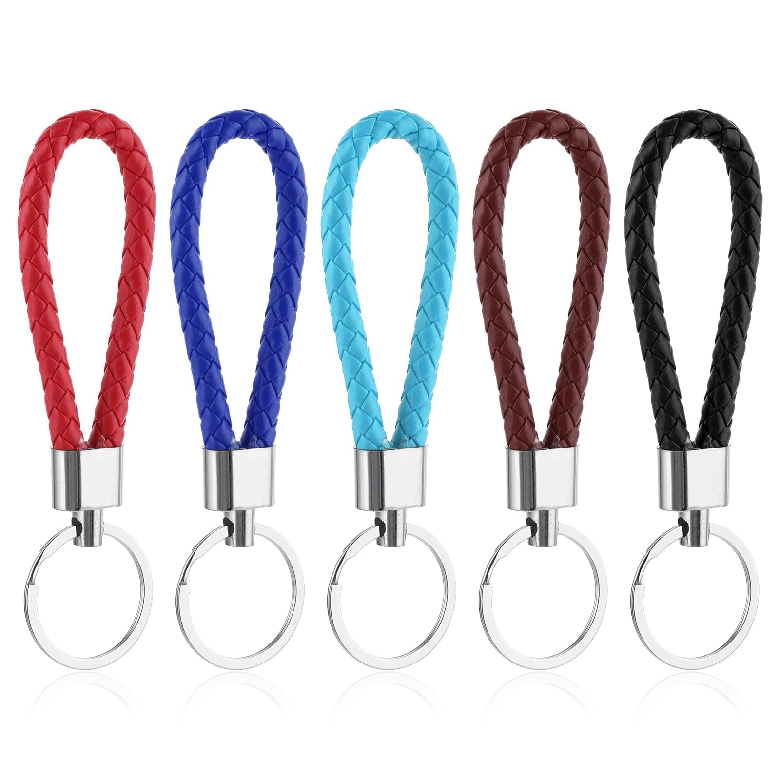 5 Pcs Leather Keychain, Premium Key Rings & Key Fobs for Men and Women, Durable Keychains for Car Keys, Office Keys, Travel Accessories, 5-Pack Key Ring Set-image-13