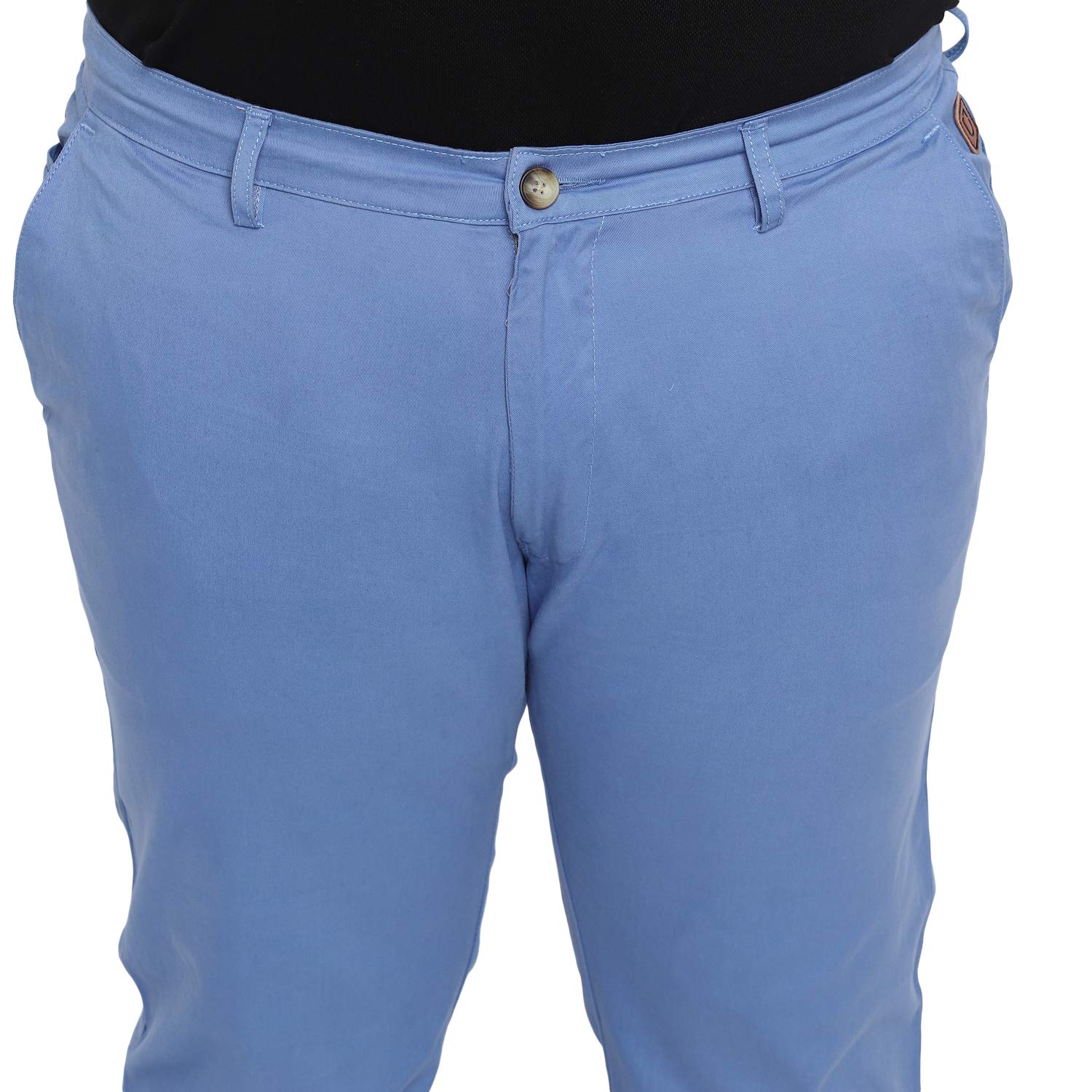 Urbano Plus Pantalones chinos casuales de algodón de tiro medio para hombre, ajuste regular, elásticos