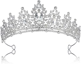 Tiara Crown for Women, Silver Rhinestone Tiara Crown Queen Bridal Headband Hair Accessories for Birthday Prom Bridal Wedding Party Costume Silver