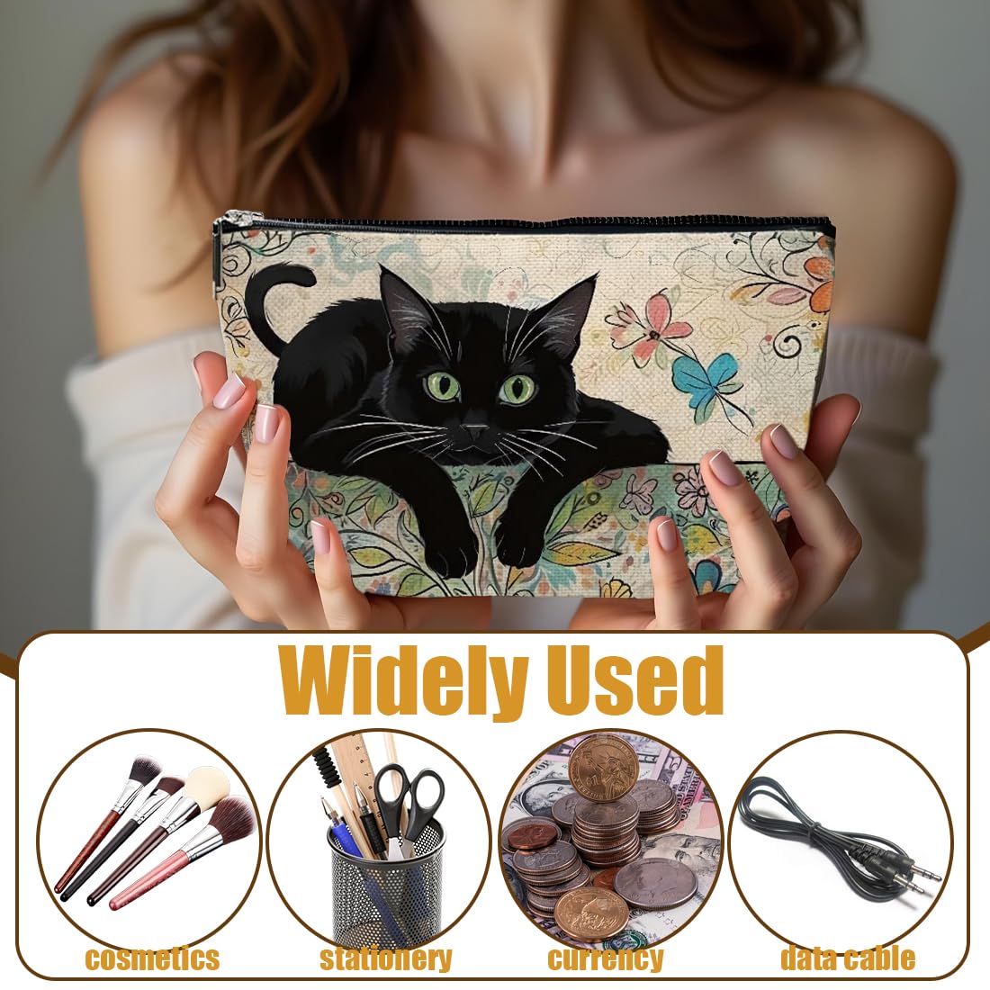 Beauty Case da Viaggio, Borsa da Toilette da Viaggio, Borsa Cosmetica per Gatt, Borsa per Cosmetici, Pochette Donna Trucchi, Borse Trucco Floreale per Donne Ragazze (A)