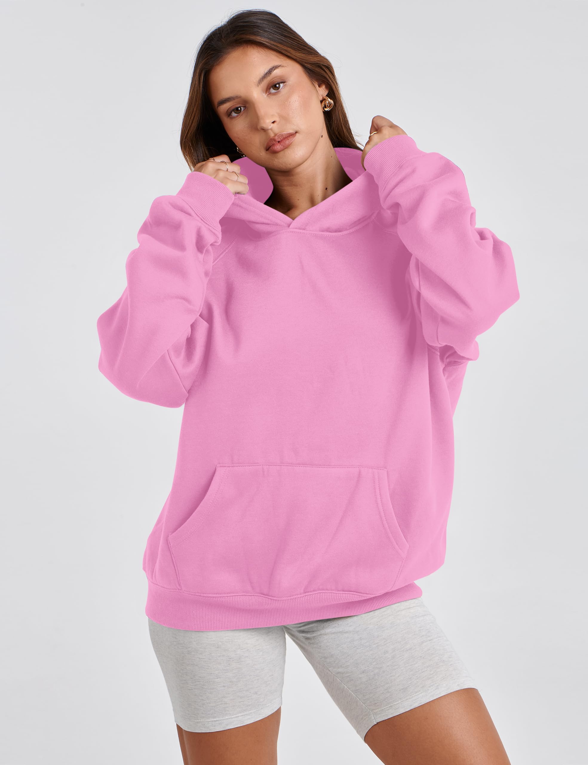 Damskie ponadwymiarowe bluzy z kapturem polarowe długie raglanowe rękawy solidna podstawowa wygodna bluza z kapturem na co dzień bluza z kapturem z kieszenią