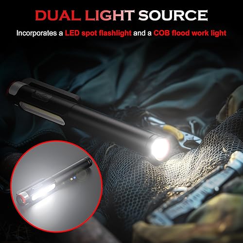 Miniatura 2 de Luz de bolígrafo reciclable, 800 lúmenes, linternas LED para bolígrafo, 6 modos, linterna magnética COB con clip, linternas de bolsillo brillantes,