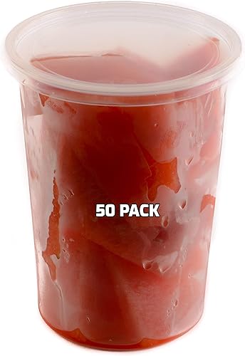 Contenedores de plástico de 32 onzas con tapas, 50 unidades, recipientes redondos perfectos para almacenamiento de alimentos, control de porciones,