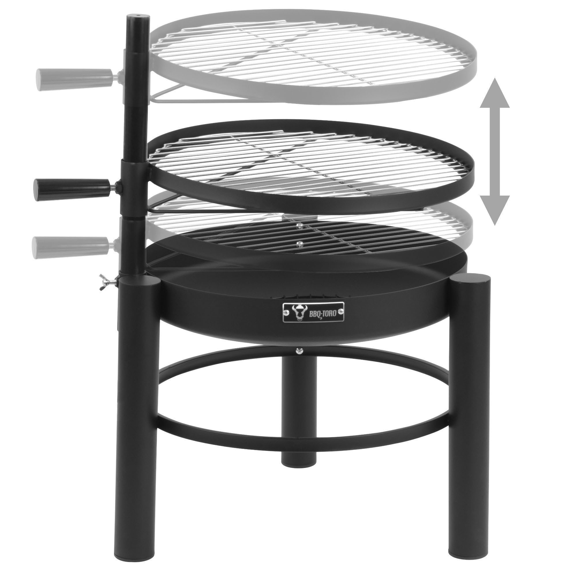 BBQ-Toro Braciere con griglia Ø 50 cm, 2in1, regolabile in altezza, a carbone, da esterno