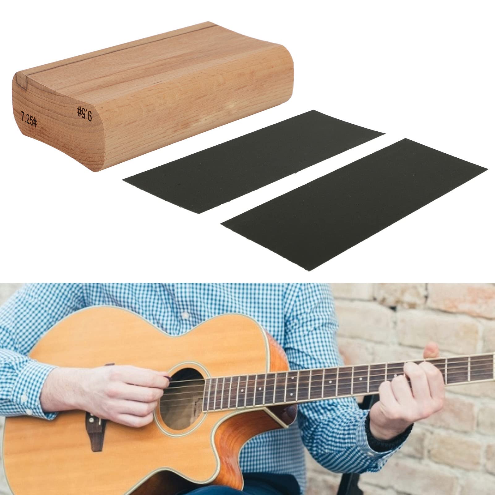 Radius Guitar Sanding Block Wood Sanding Block Radius Guitar Sanding Block Maple Grain for 7.25 9.5 inch Neck - Image 2