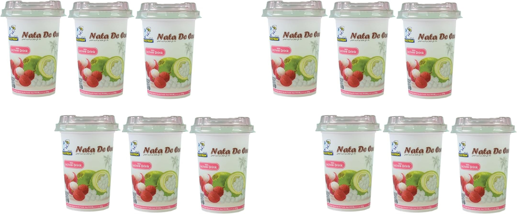 Captain Dolphin Lychee Drink with 50% Nata De Coco | Pack of 12 x 270g-image-9