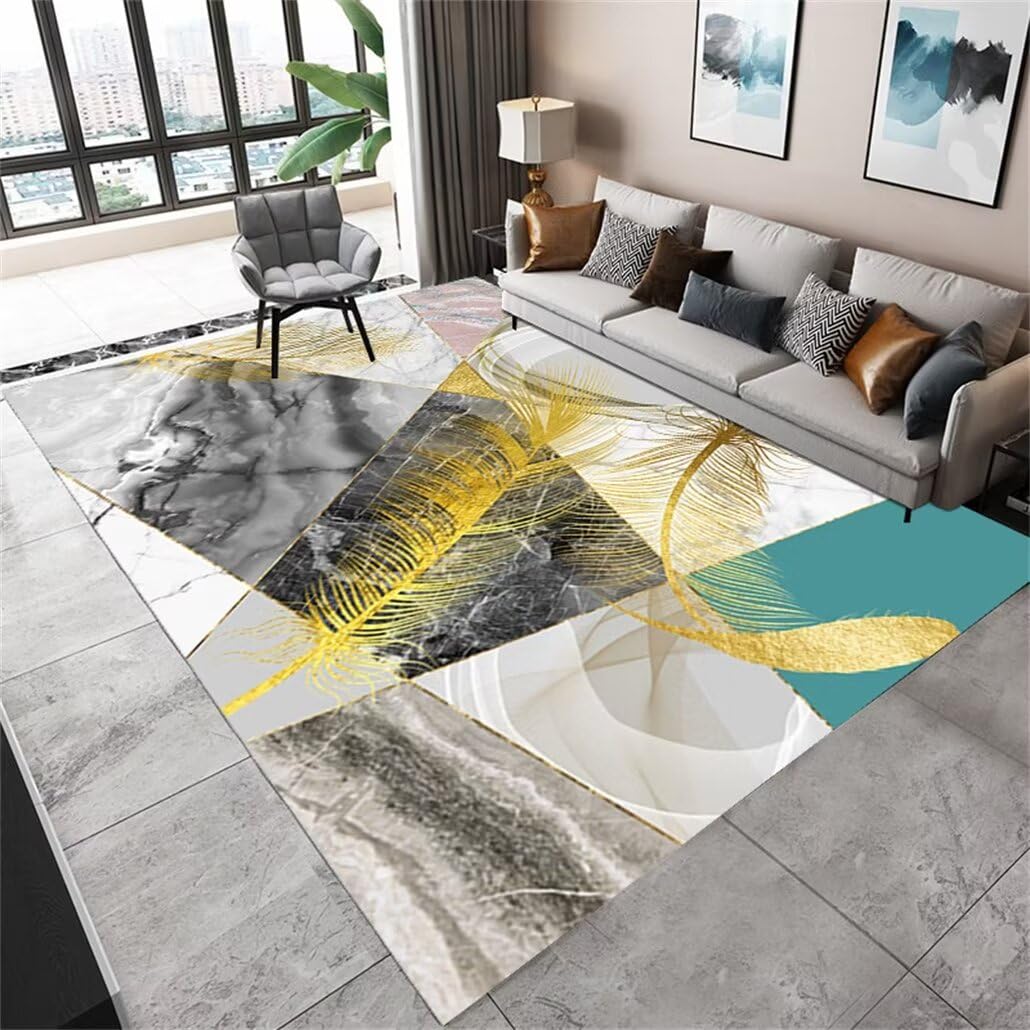 Tapis rectangulaire gris 140x210cm pour sol de chambre à coucher et salon au style épuré