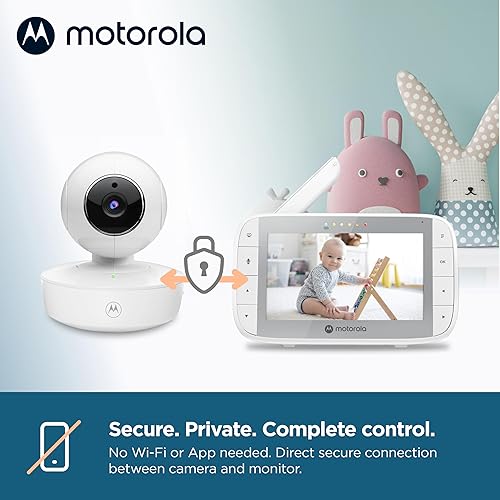 Miniatura 9 de Motorola Monitor de bebé VM36XL portátil de video para bebé con 2 cámaras, rango de 1000 pies de 2.4 GHz, pantalla dividida inalámbrica de 5