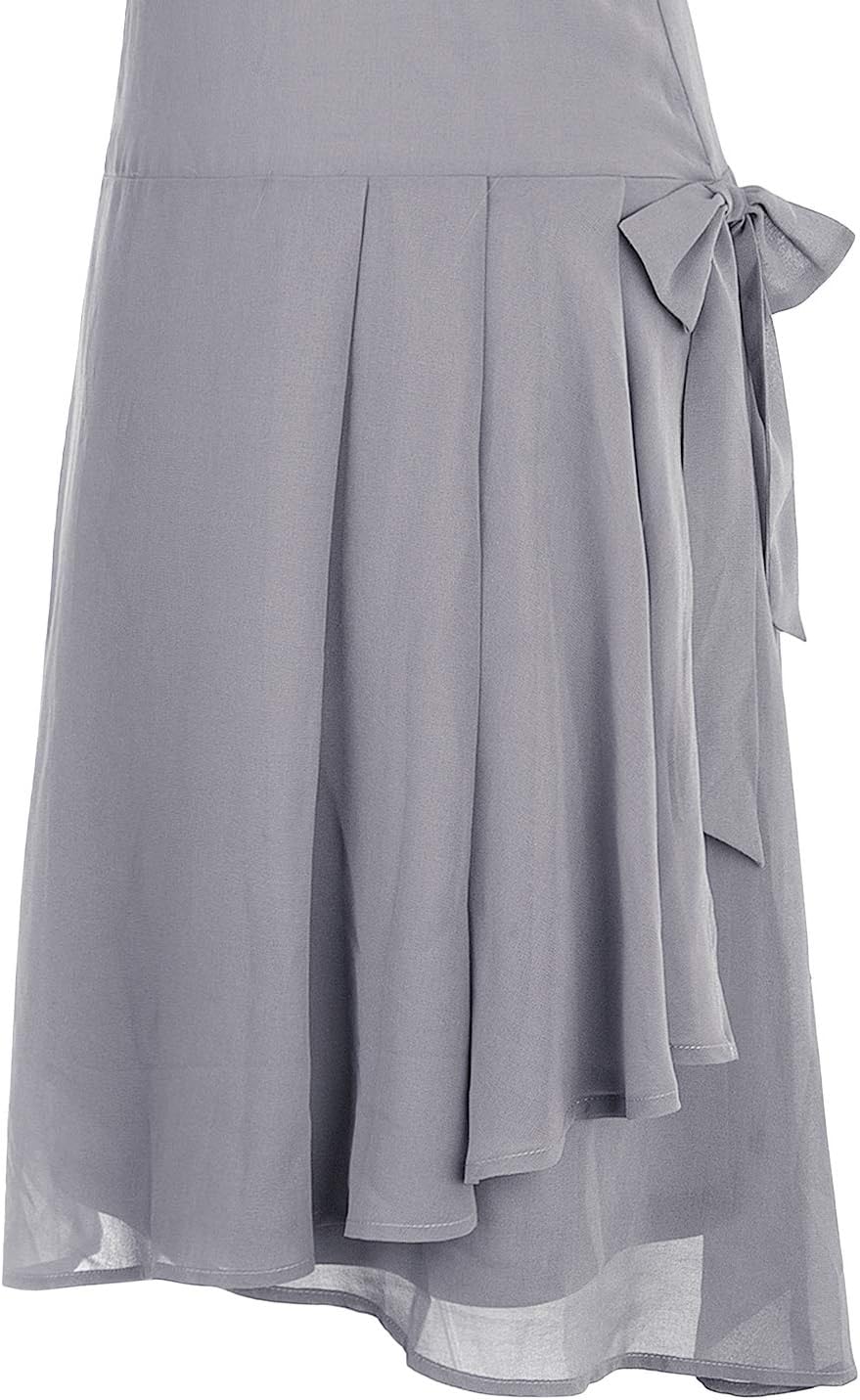 Vijiv Womens 1920s Inspired Flapper Dress High Tea Drape with Bow Fashion Roaring 20s Great Gastby Dress - Image 2