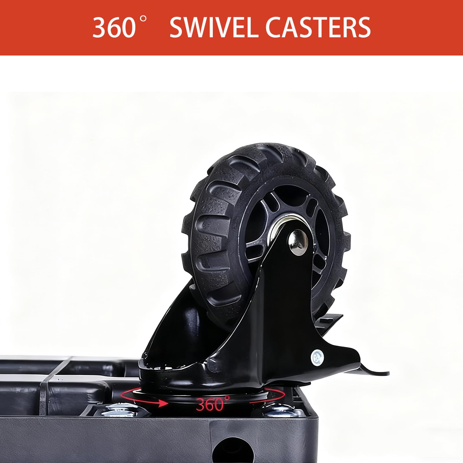 Carretilla De Carga con 7 Ruedas, Carro De Mano Plegable De Aluminio y 360° con Frenos - Transpaleta Manual Compacta Y Chasis Ajustable para Uso Industrial, Almacenes Y Logística (A-Negro)