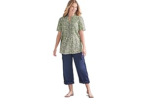 Curvaceous Confidence: Women's Plus Size Pintucked Half-Button Tunic