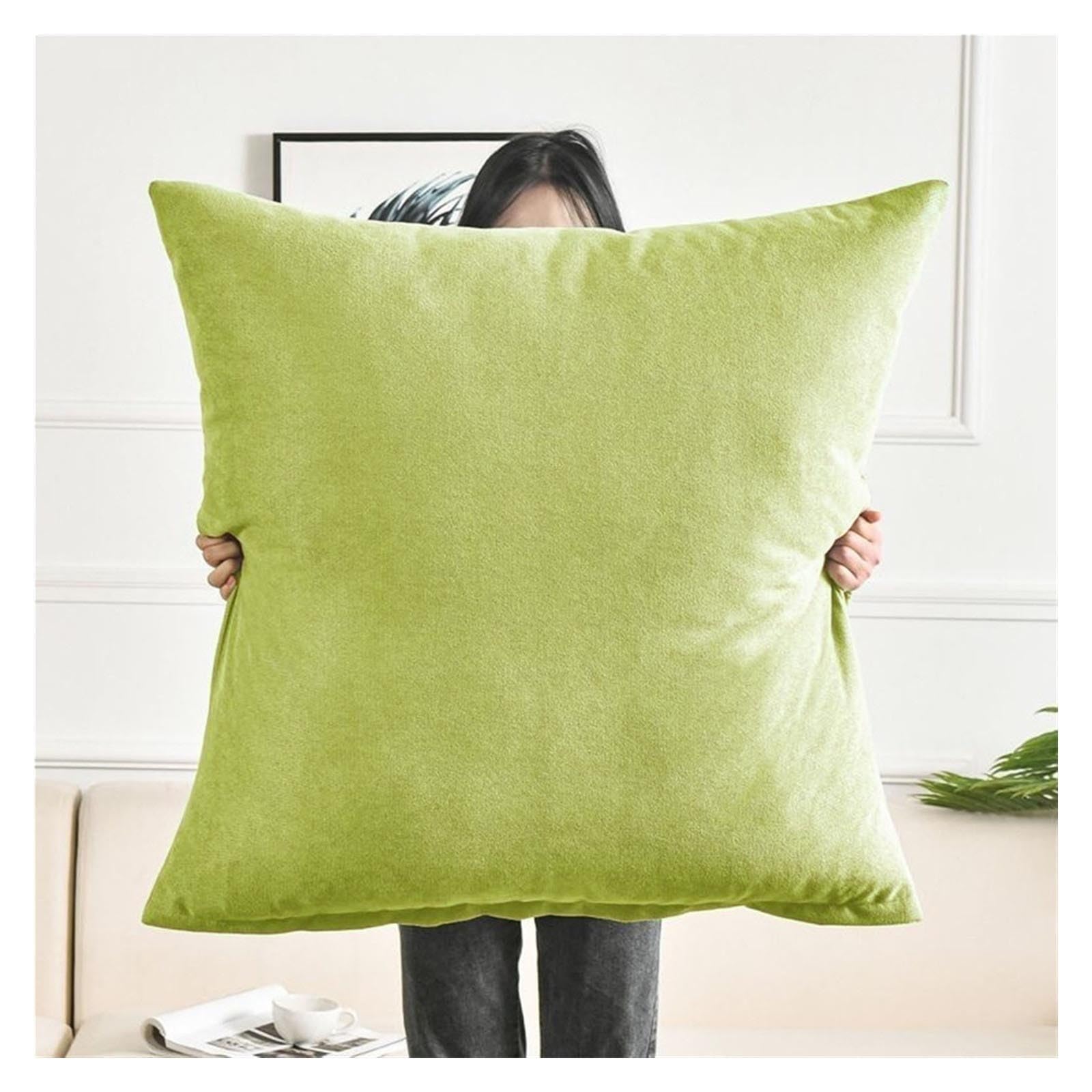 Iliemao Green Super King Size Pillow Cases, Square Extra Large Cushion Covers 50X50,60X60,70X70,80X80 Cm Soft Pillow Cover With Invisible Zipper Decorative Pillowcases For Pillows Sofa Couch(,60X60 Cm 24X24 In